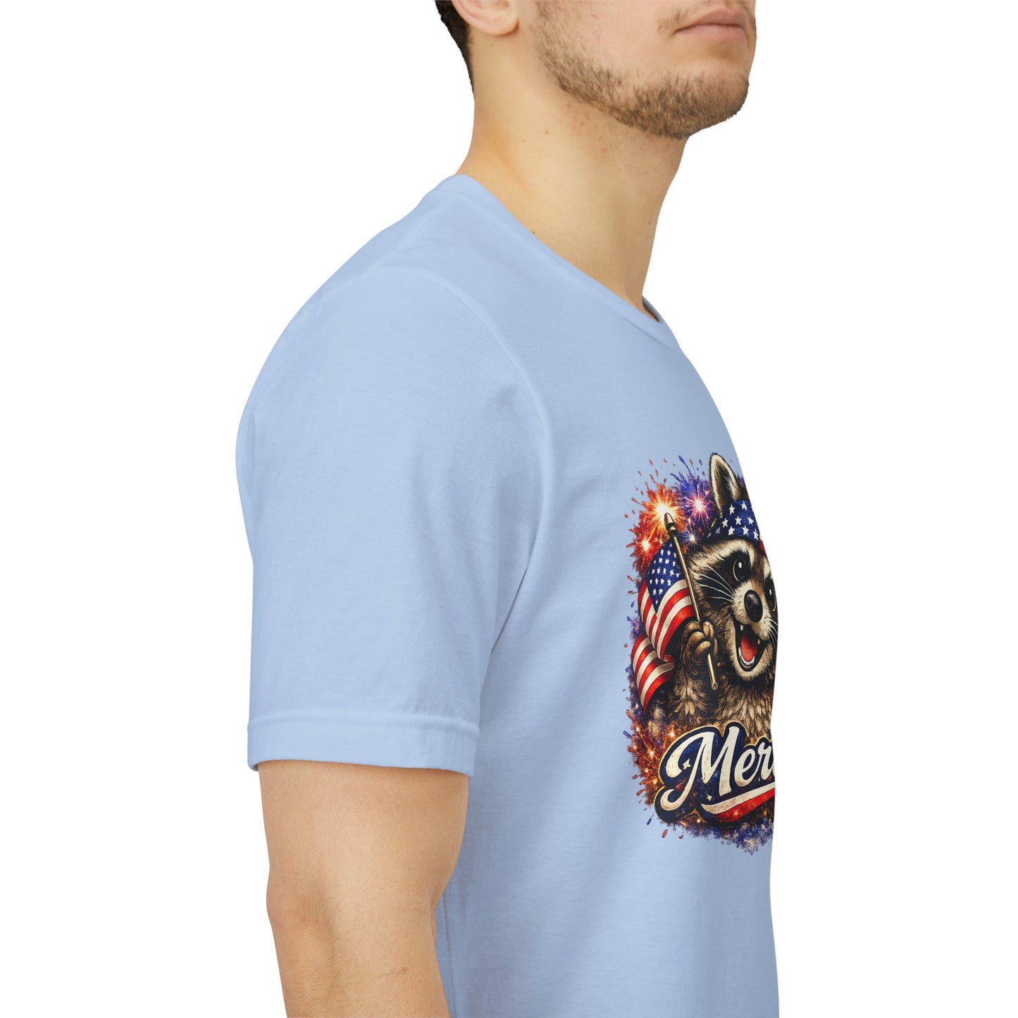 Patriot Raccoon 250th Anniversary T-Shirt — 4th of July Fireworks Flag Tee