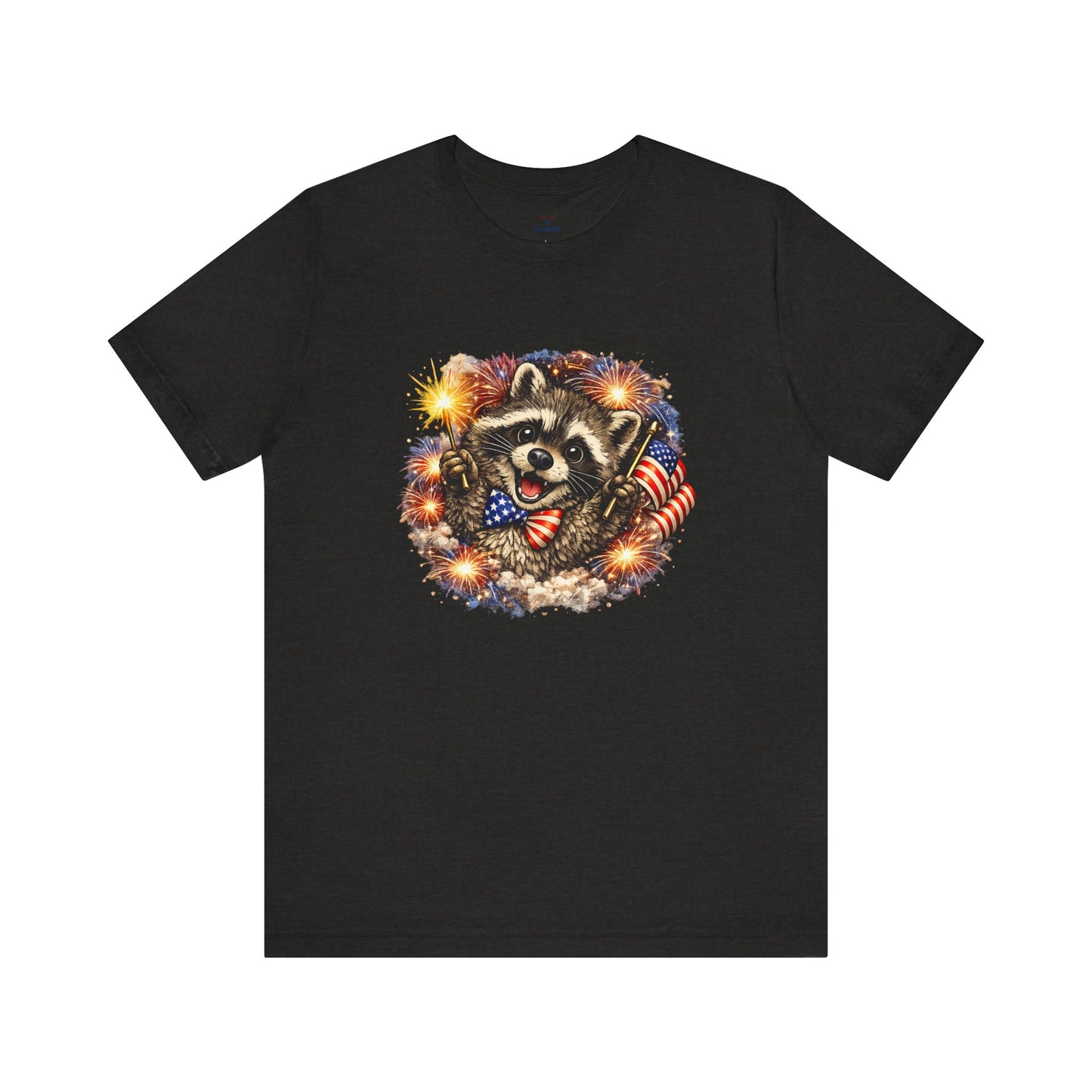 Patriot Raccoon 250th Anniversary T-Shirt — 4th of July Fireworks Flag Tee
