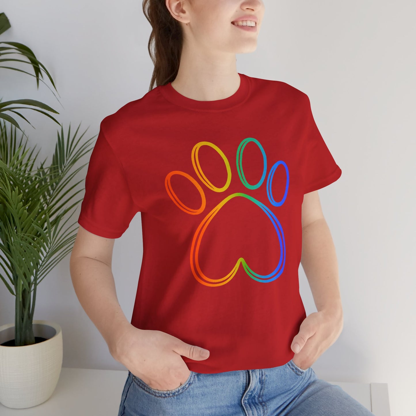 Heart/Paw Colorful Line-Work T-Shirt