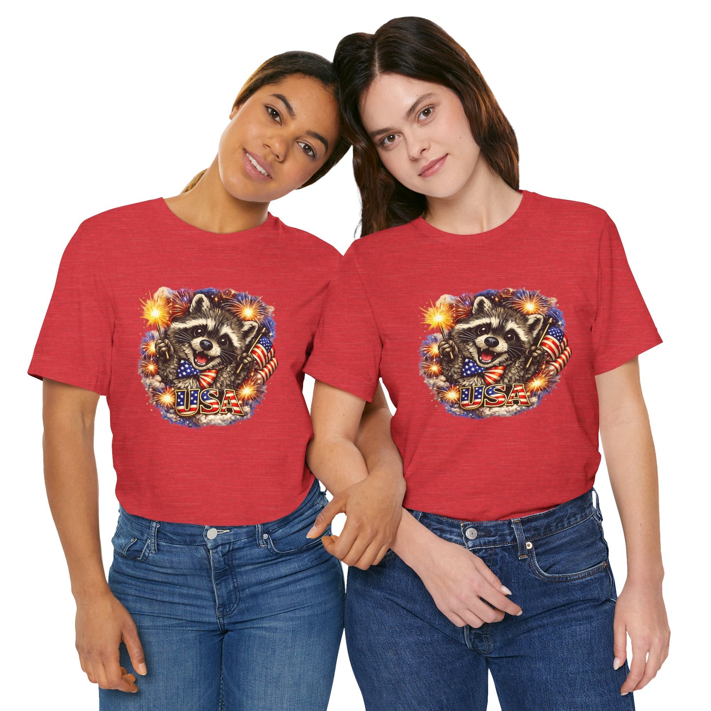 Patriot Raccoon 250th Anniversary T-Shirt — 4th of July Fireworks Flag Tee