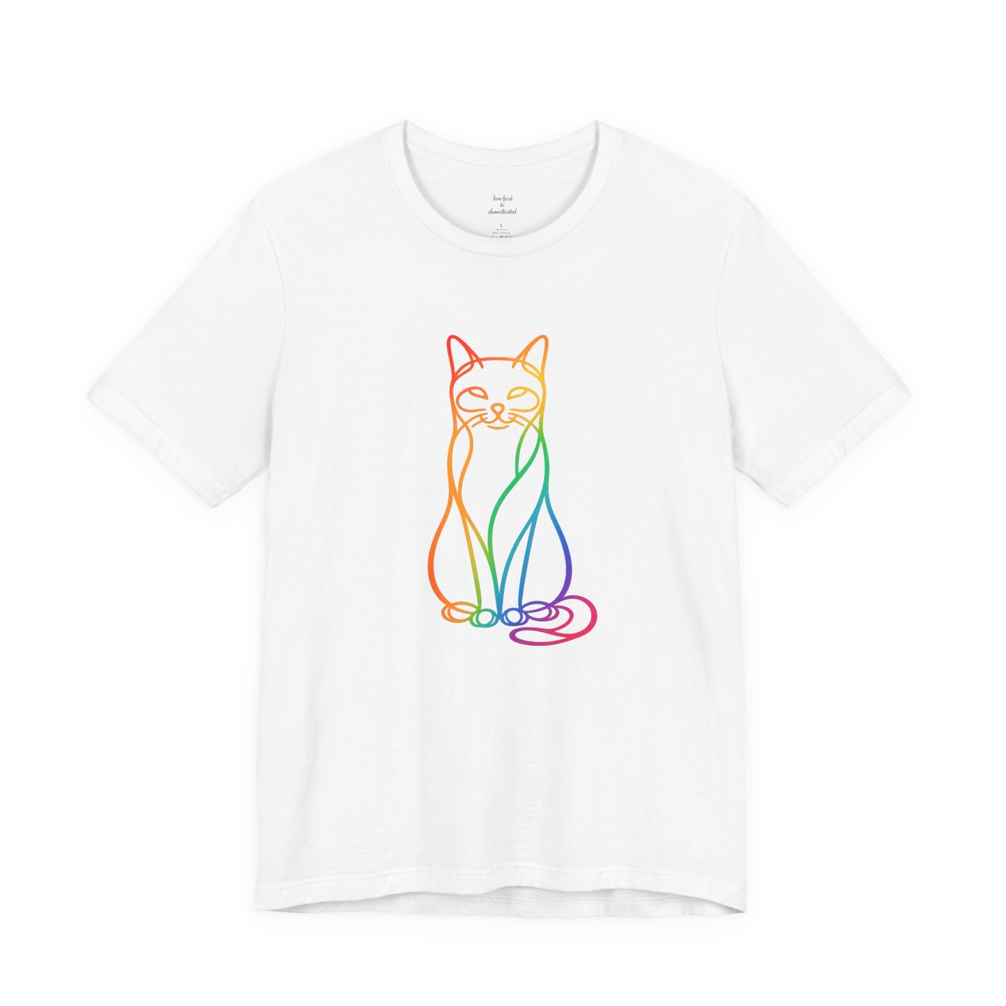Colorful Line-Work Sitting Cat T-Shirt