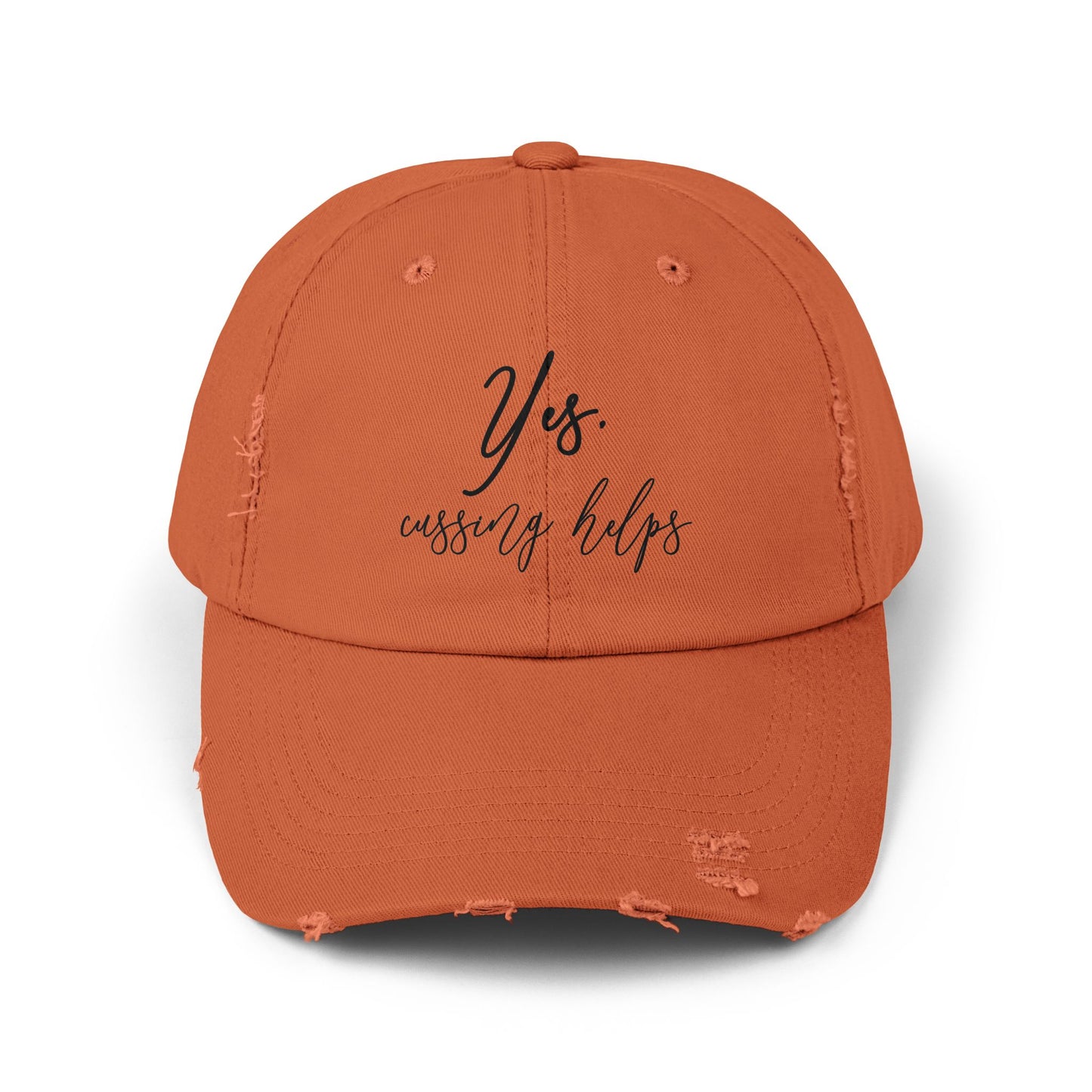"Cussing Helps" Distressed Cap —  Funny Truth Hat