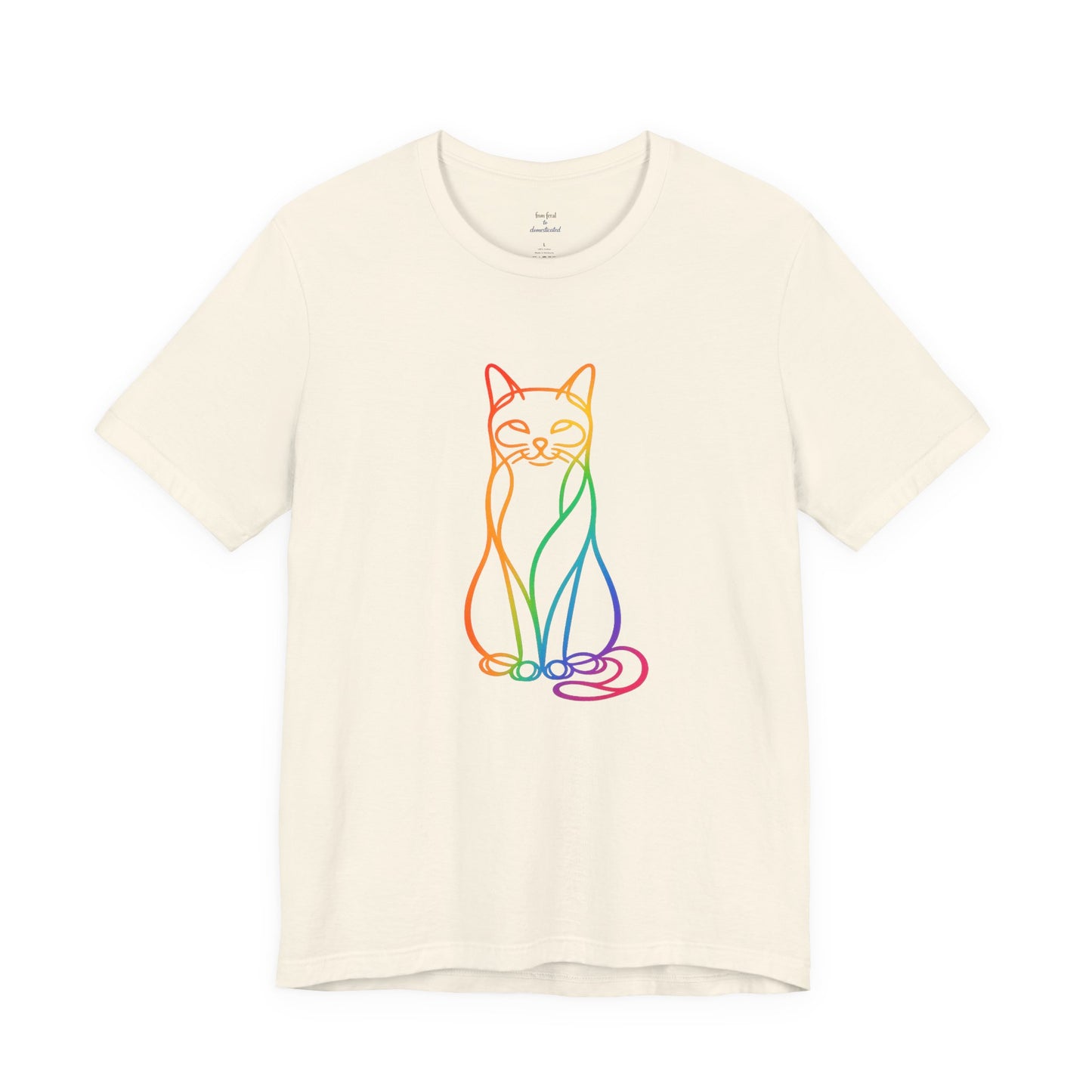 Colorful Line-Work Sitting Cat T-Shirt