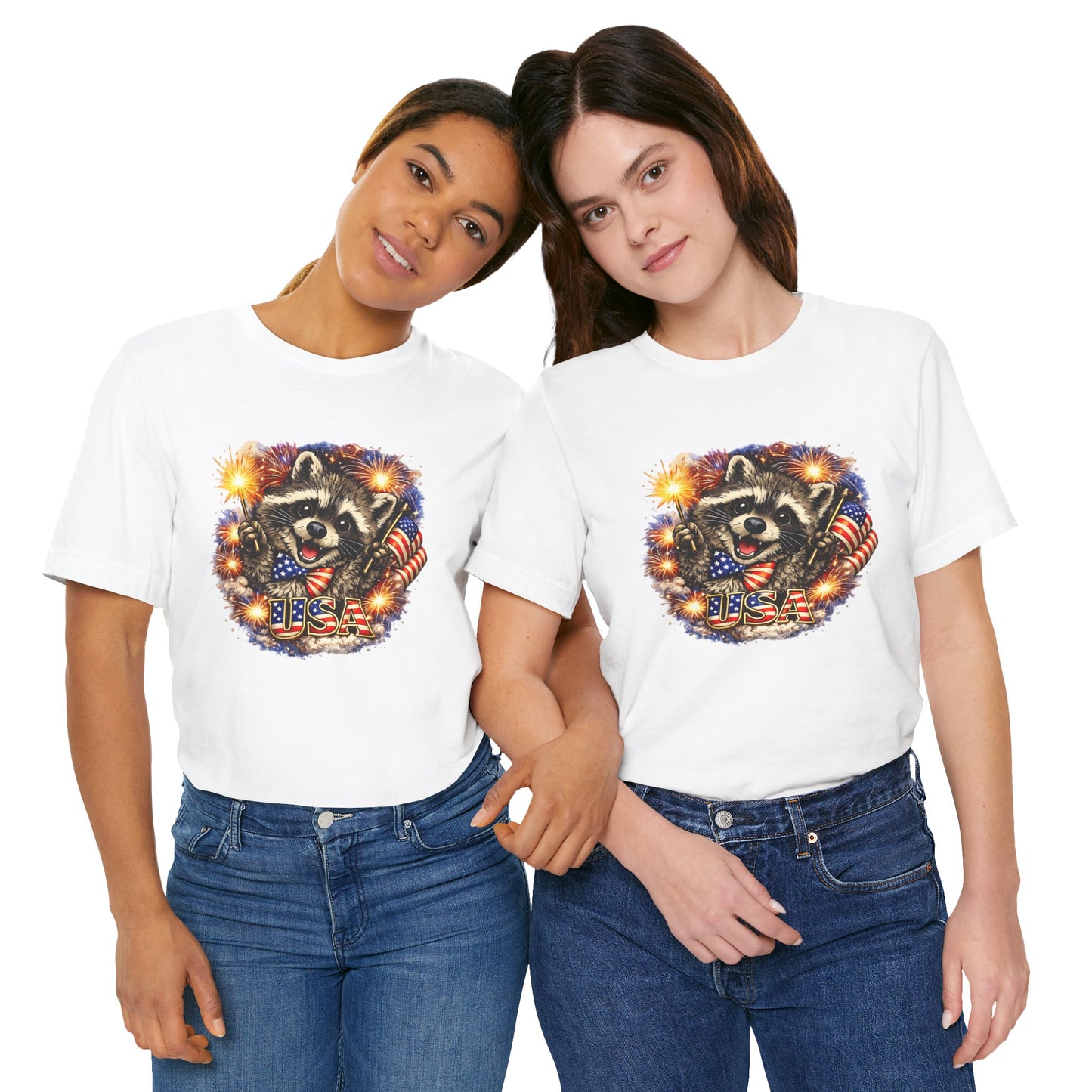 Patriot Raccoon 250th Anniversary T-Shirt — 4th of July Fireworks Flag Tee