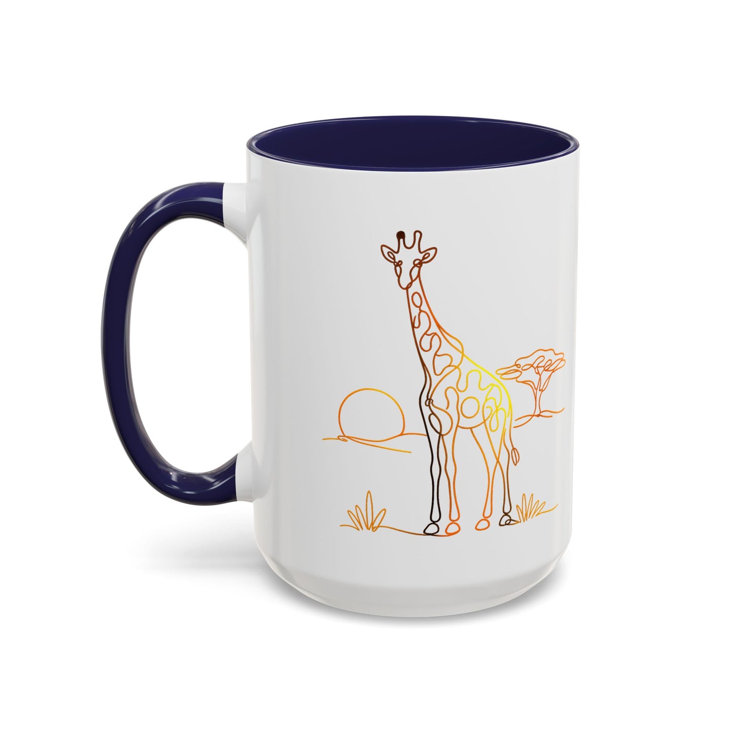 Safari Sunrise Coffee Mug — Minimal Line Giraffe Design (11/15oz)