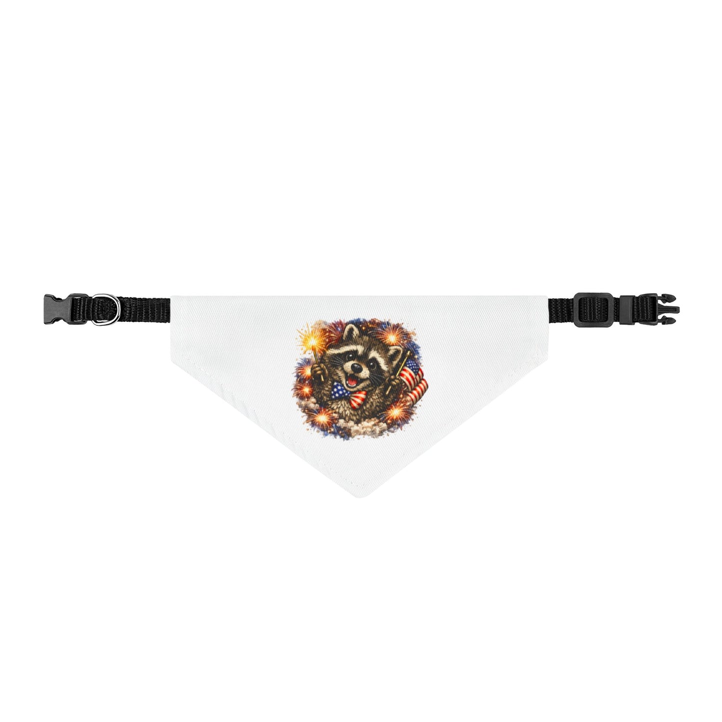 Patriotic Raccoon Clip-On Pet Bandana — Adorable 4th of July Dog & Cat Accessory