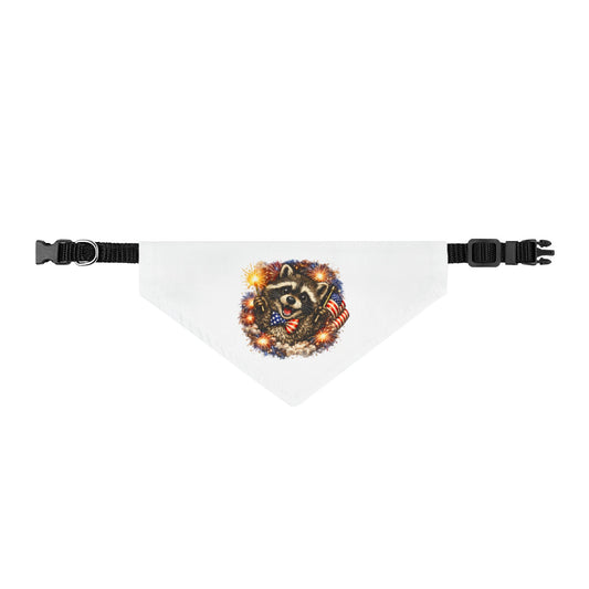 Patriotic Raccoon Clip-On Pet Bandana — Adorable 4th of July Dog & Cat Accessory