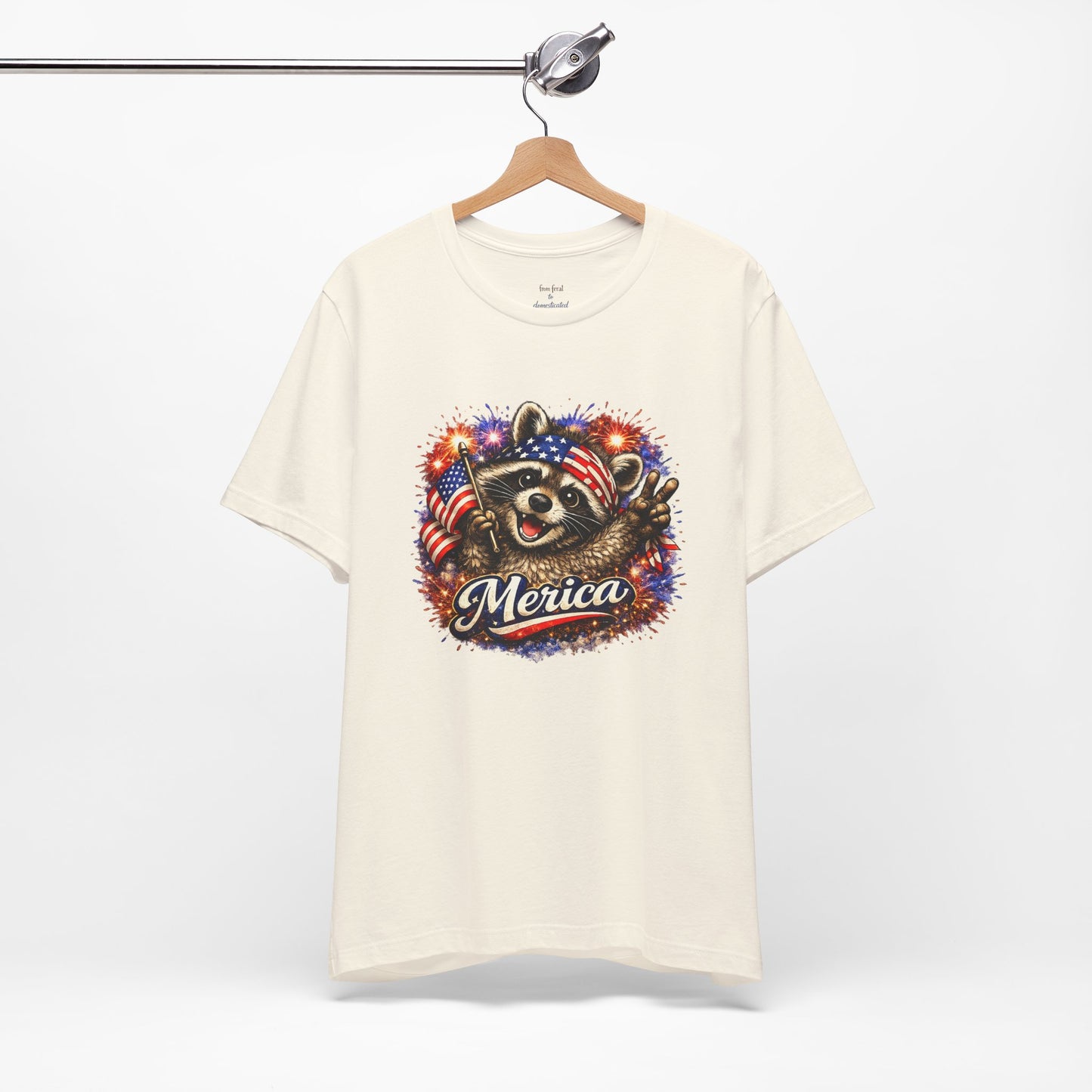 Patriot Raccoon 250th Anniversary T-Shirt — 4th of July Fireworks Flag Tee