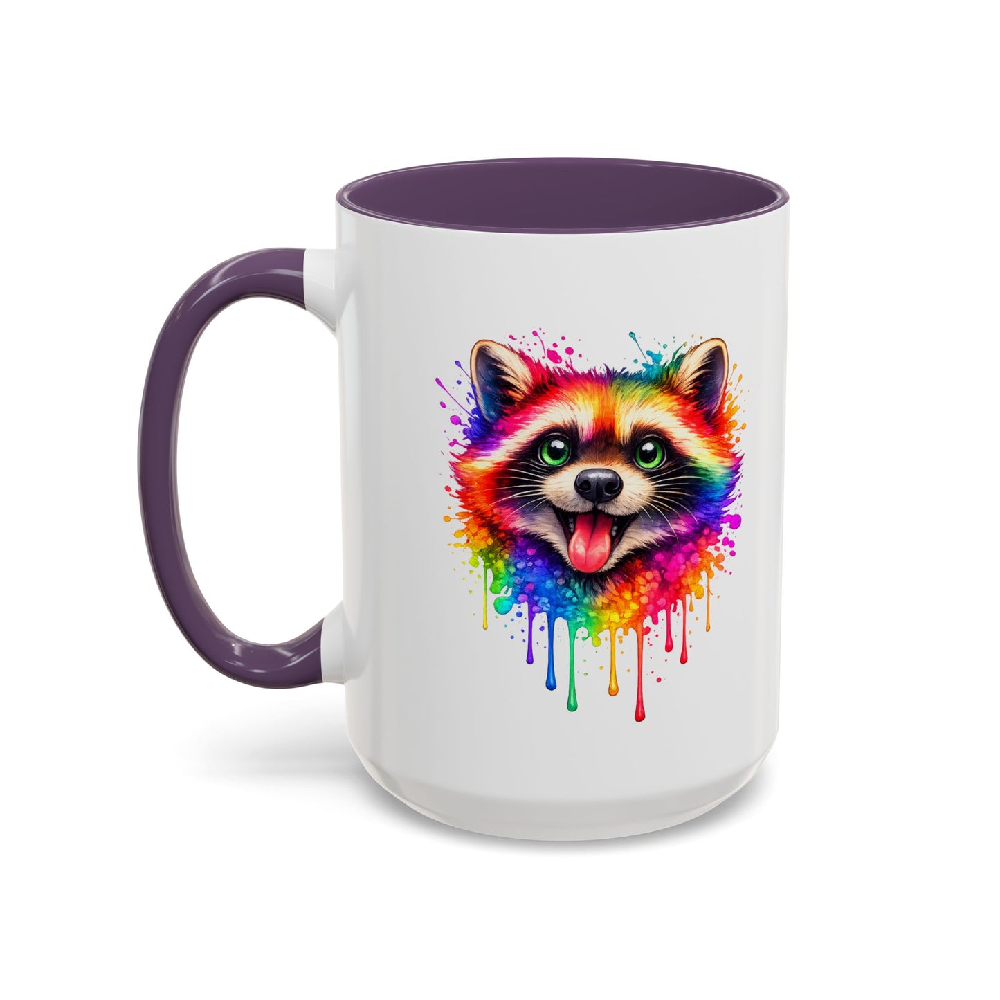 Cheerful Watercolor Raccoon Accent Coffee Mug