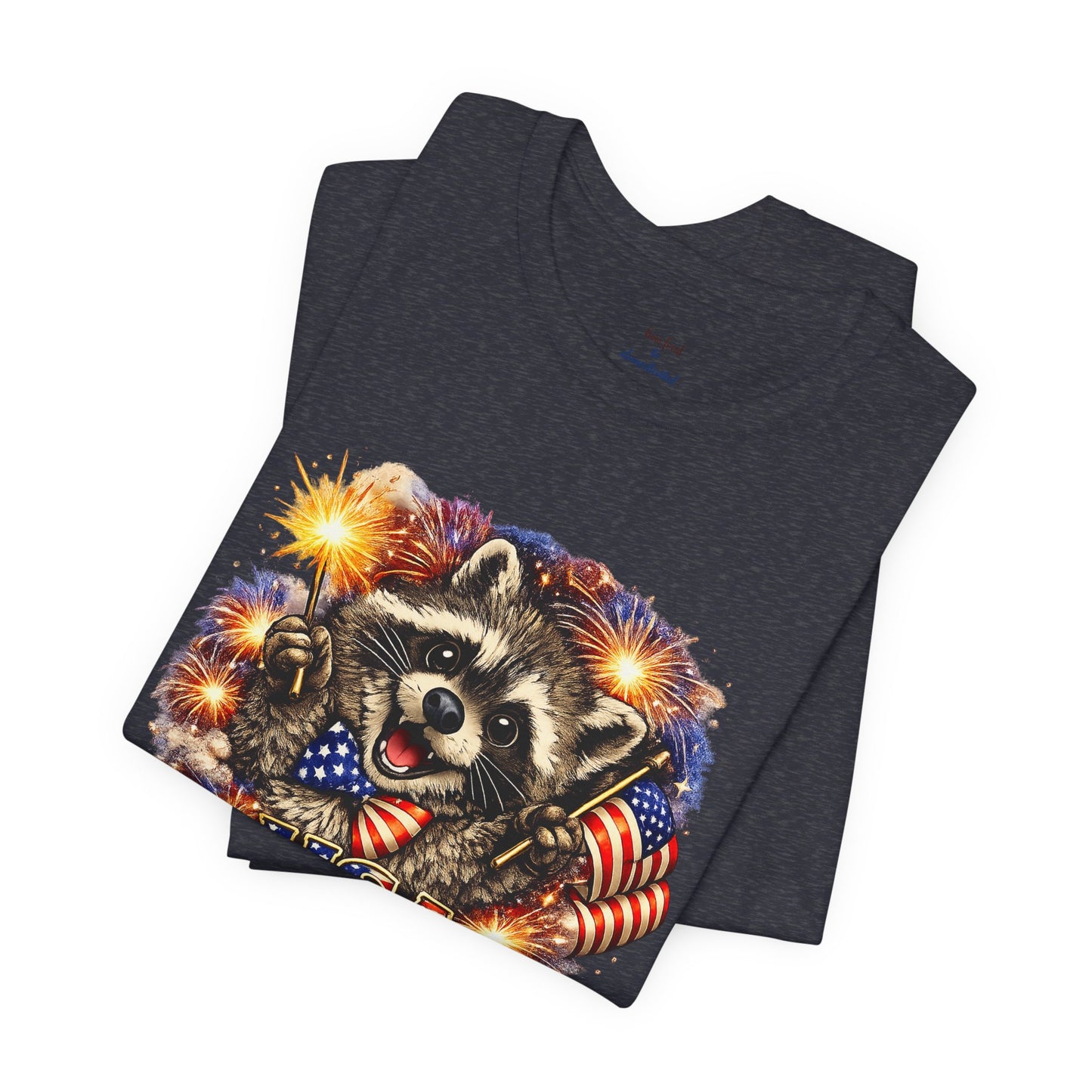 Patriot Raccoon 250th Anniversary T-Shirt — 4th of July Fireworks Flag Tee