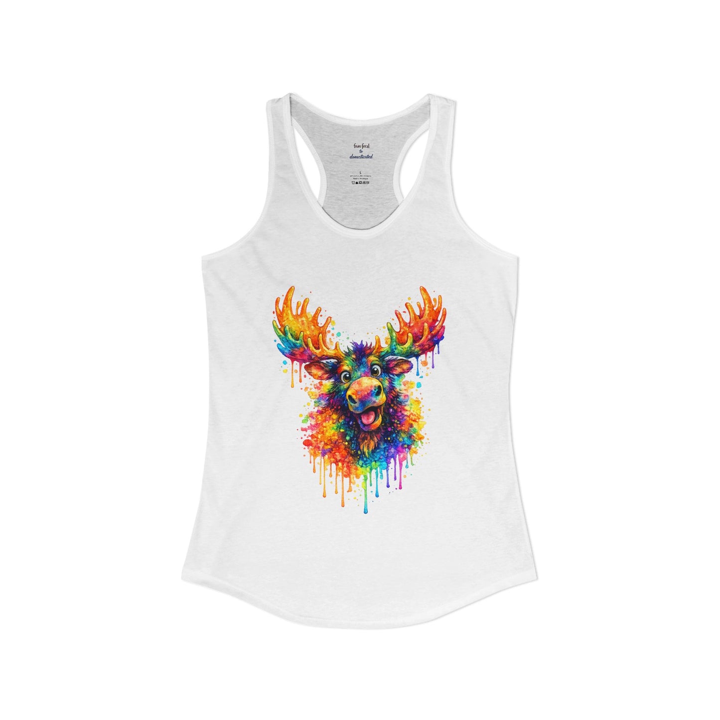 Watercolor Wildlife Moose Racerback Tank
