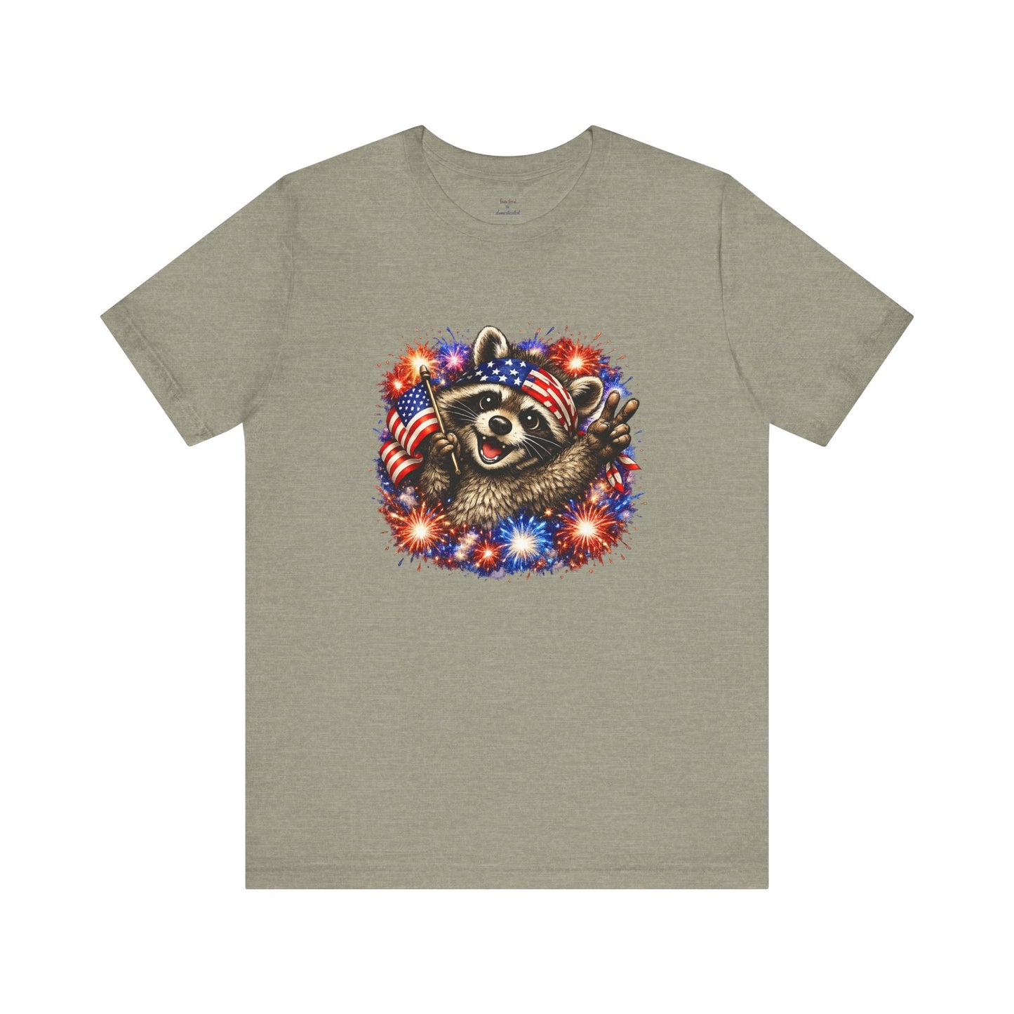 Patriot Raccoon 250th Anniversary T-Shirt — 4th of July Fireworks Flag Tee