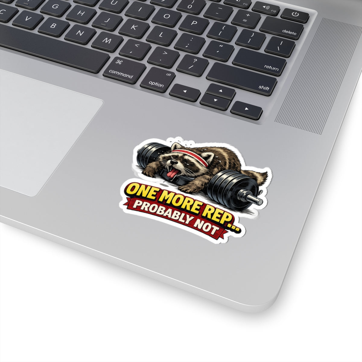 One More Rep Raccoon Stickers
