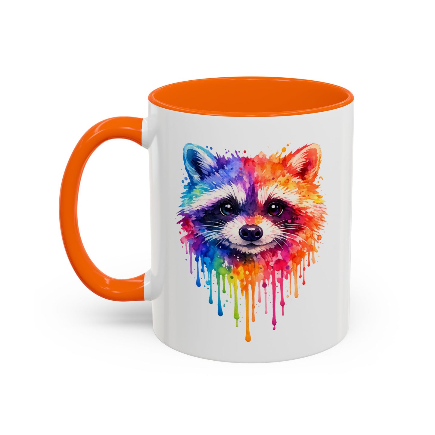 Cheerful Watercolor Raccoon Accent Coffee Mug