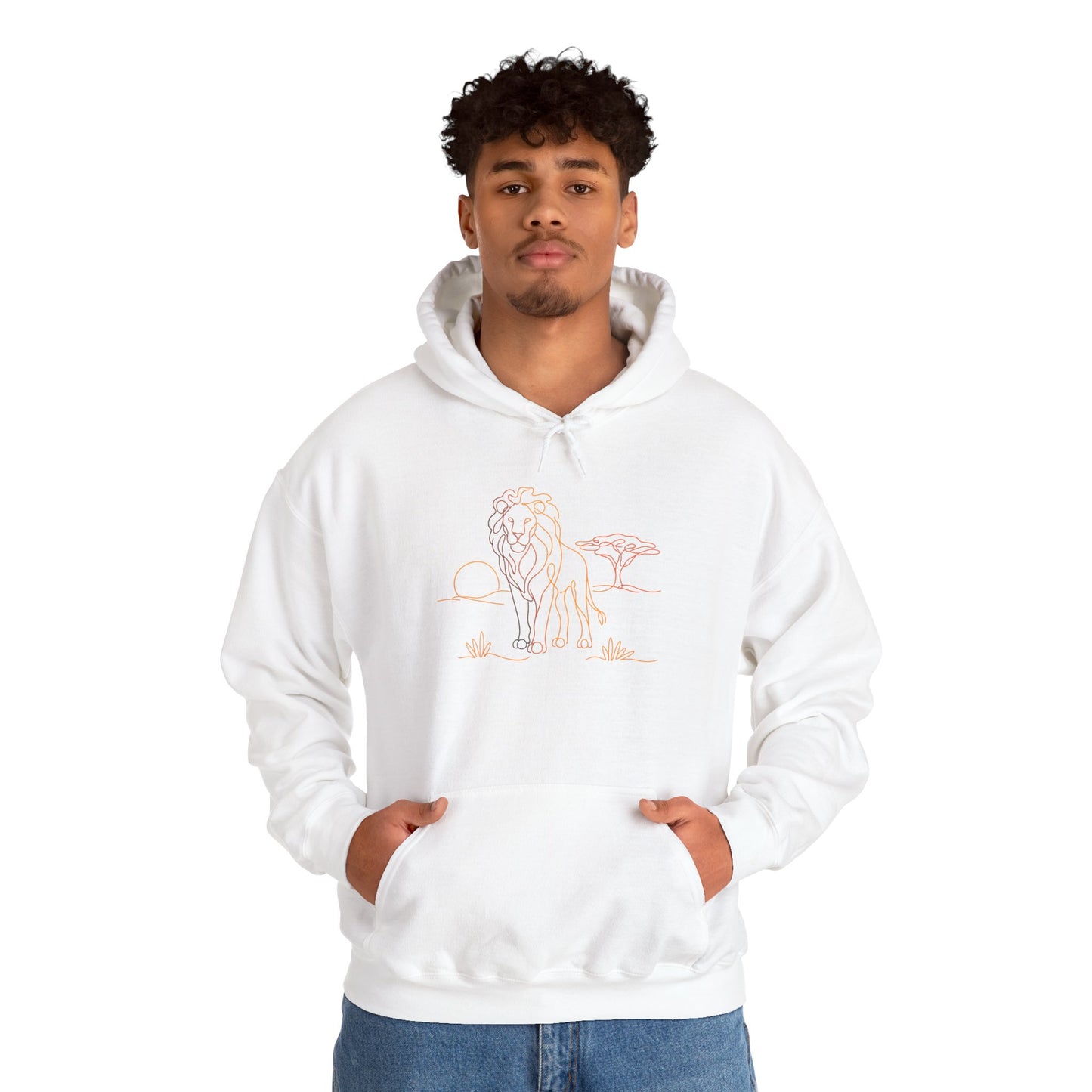 Lion Line Art Hoodie — Minimal Safari Sweatshirt