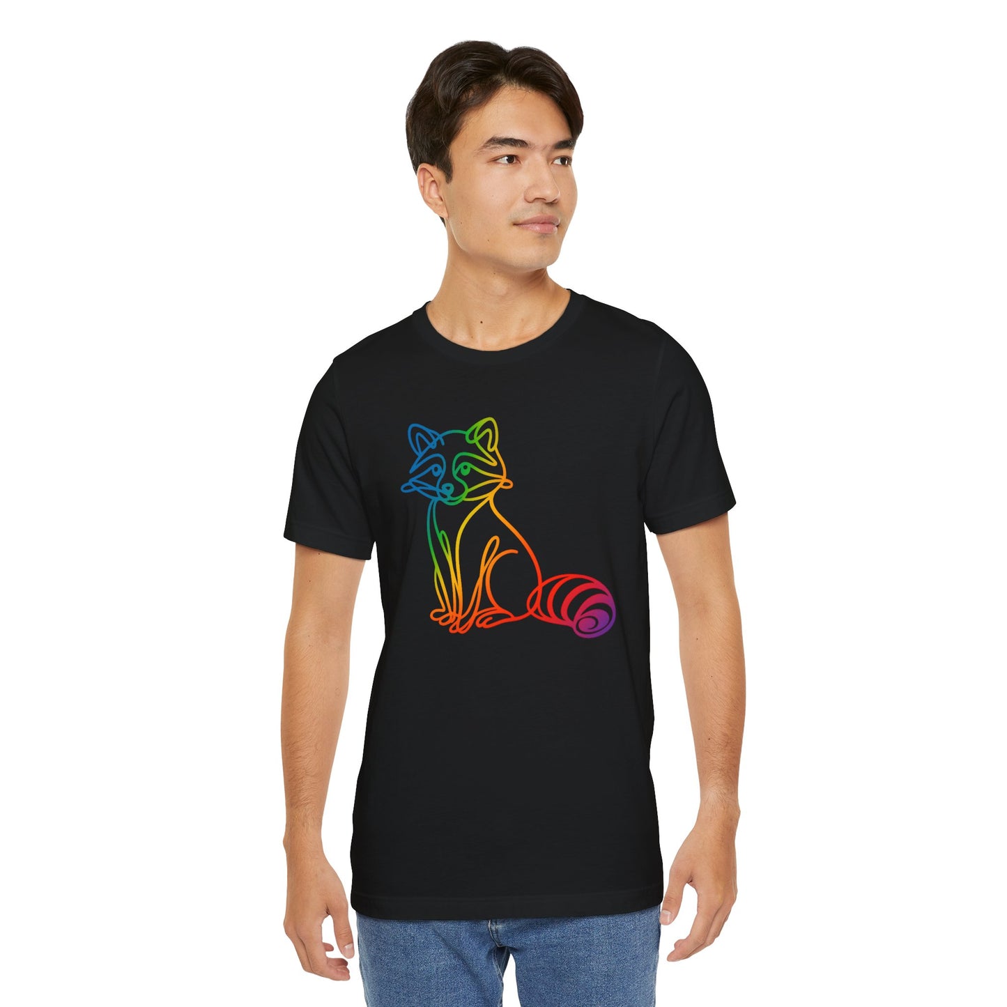 Raccoon Tee — Minimal Line Raccoon Scenic Graphic T-Shirt