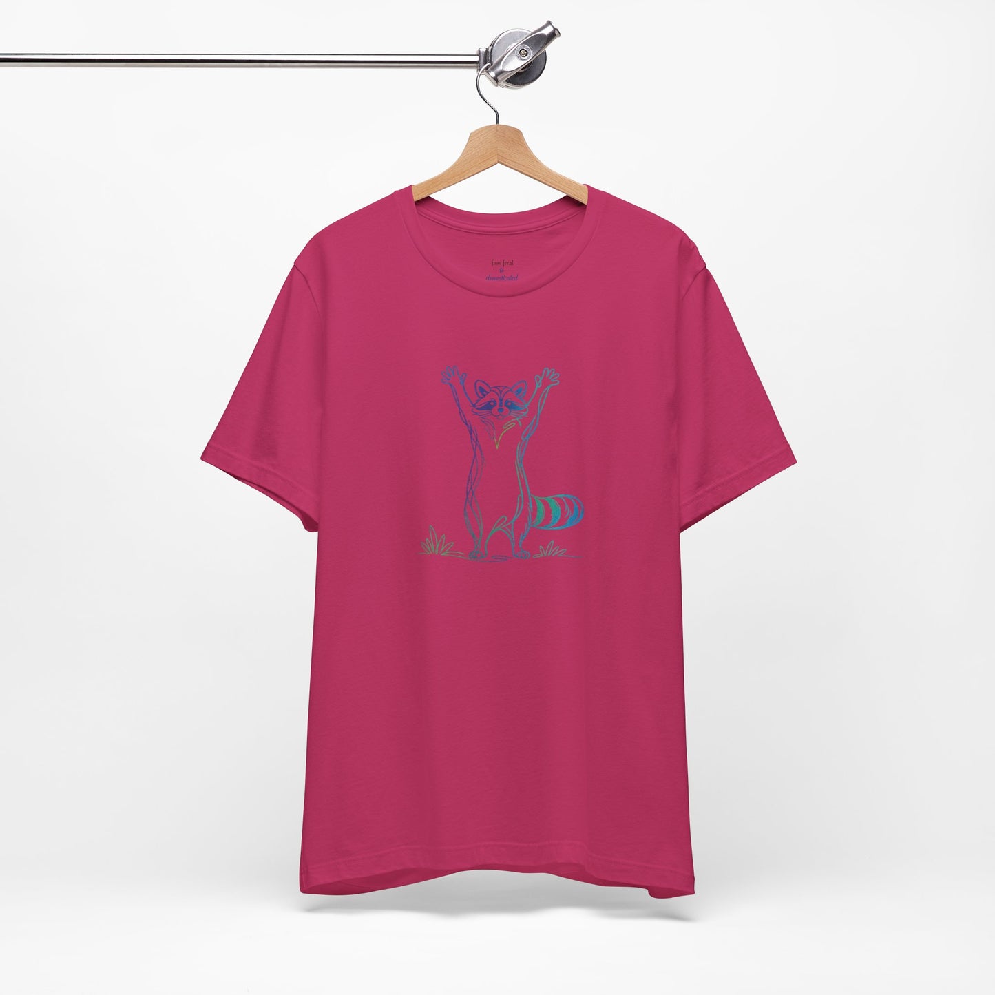 Raccoon Tee — Minimal Line Raccoon Scenic Graphic T-Shirt