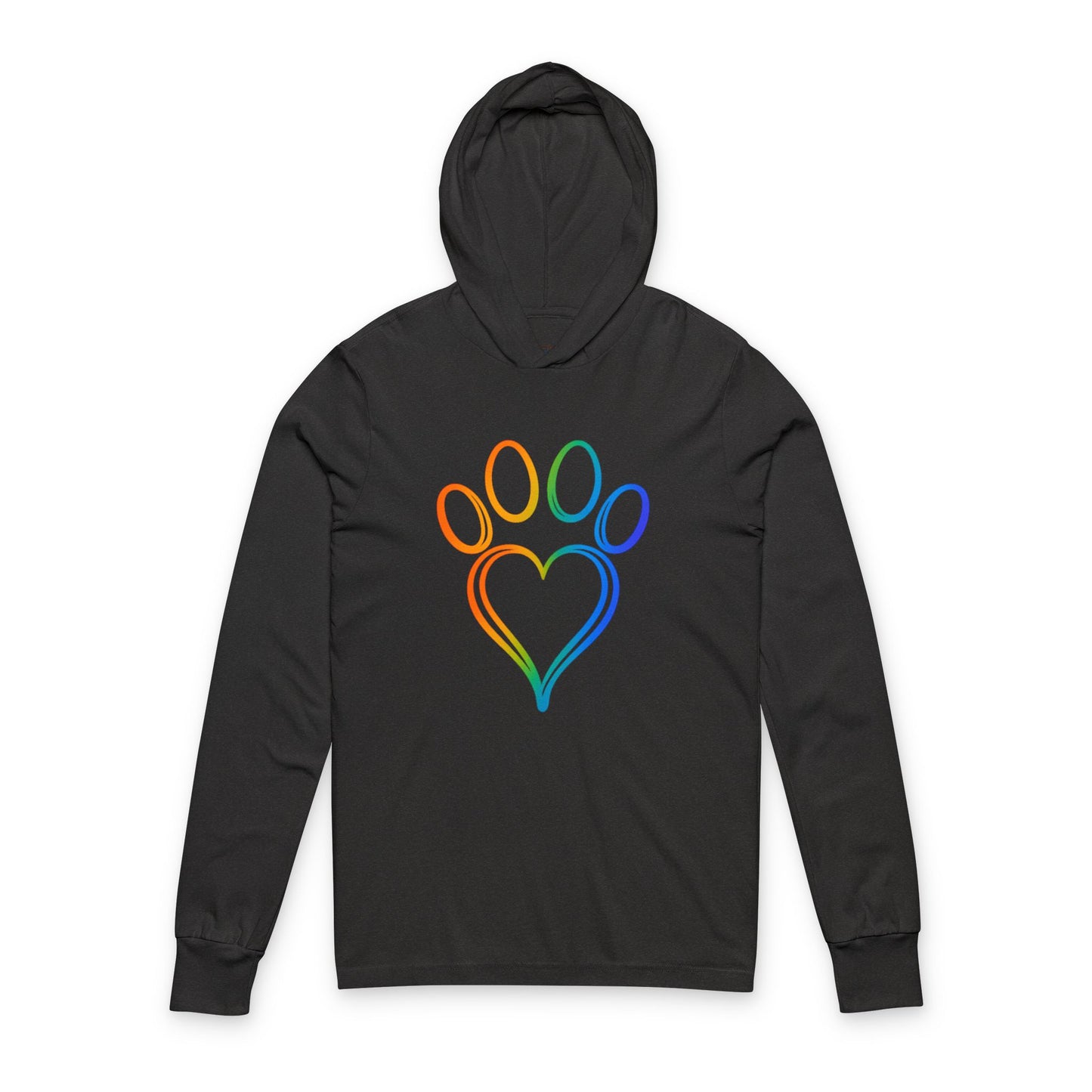 Continuous Line Art Heart/Paw Hooded Long Sleeve Tee