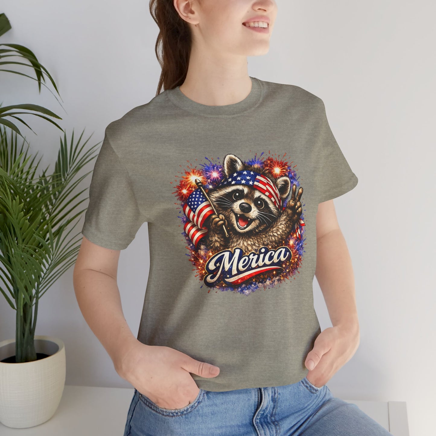 Patriot Raccoon 250th Anniversary T-Shirt — 4th of July Fireworks Flag Tee