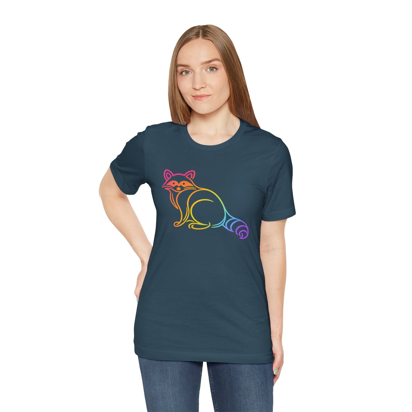 Rascal Raccoon Tee — Minimal Line Raccoon Scenic Graphic T-Shirt