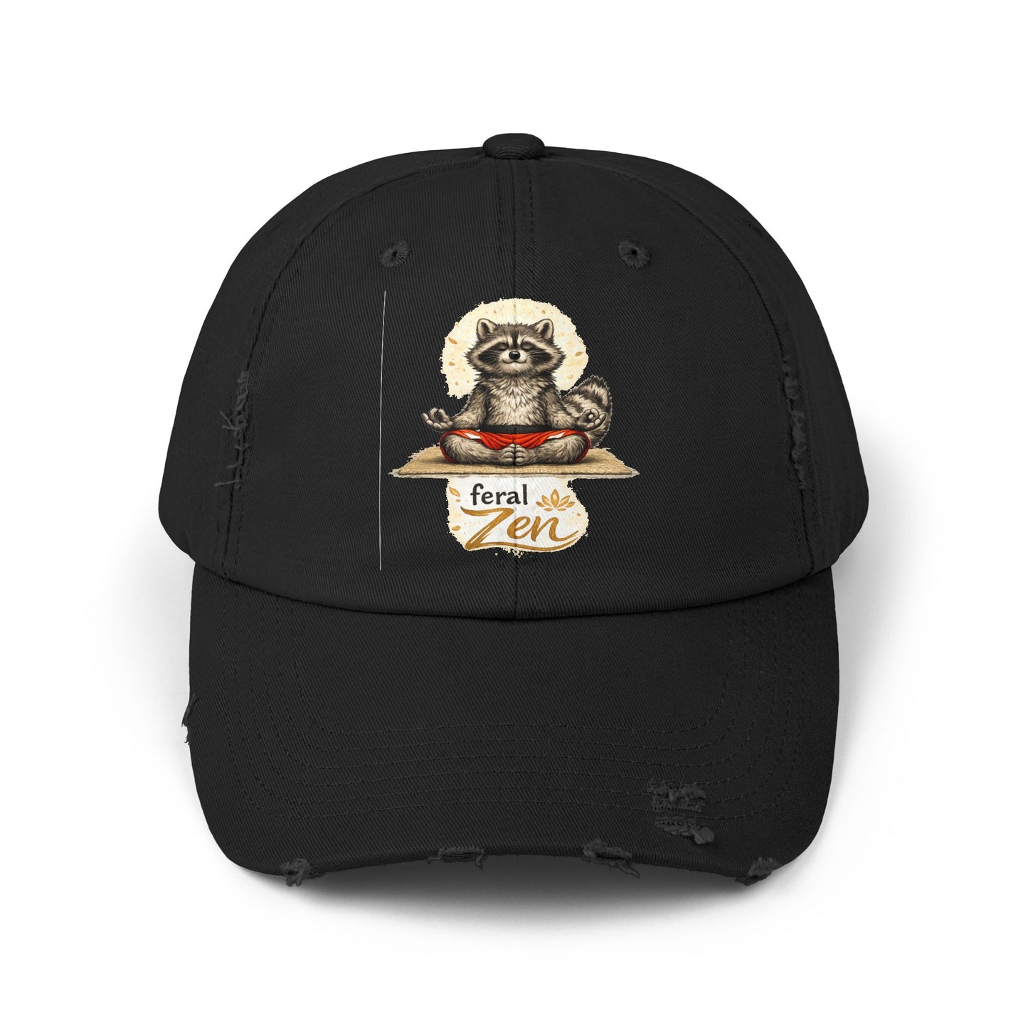 Feral Zen Distressed Cap — Raccoon Mom/Dad Funny Dad Hat