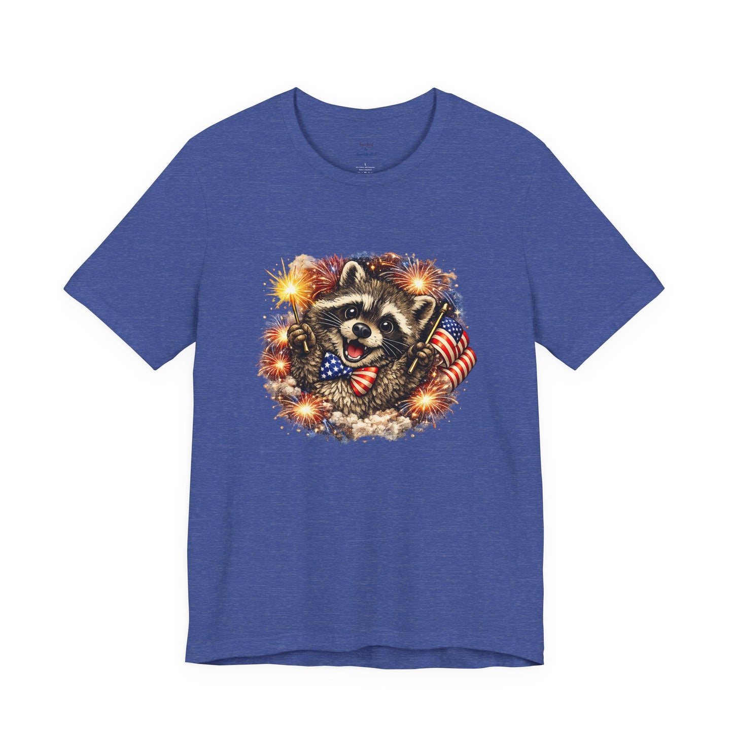 Patriot Raccoon 250th Anniversary T-Shirt — 4th of July Fireworks Flag Tee