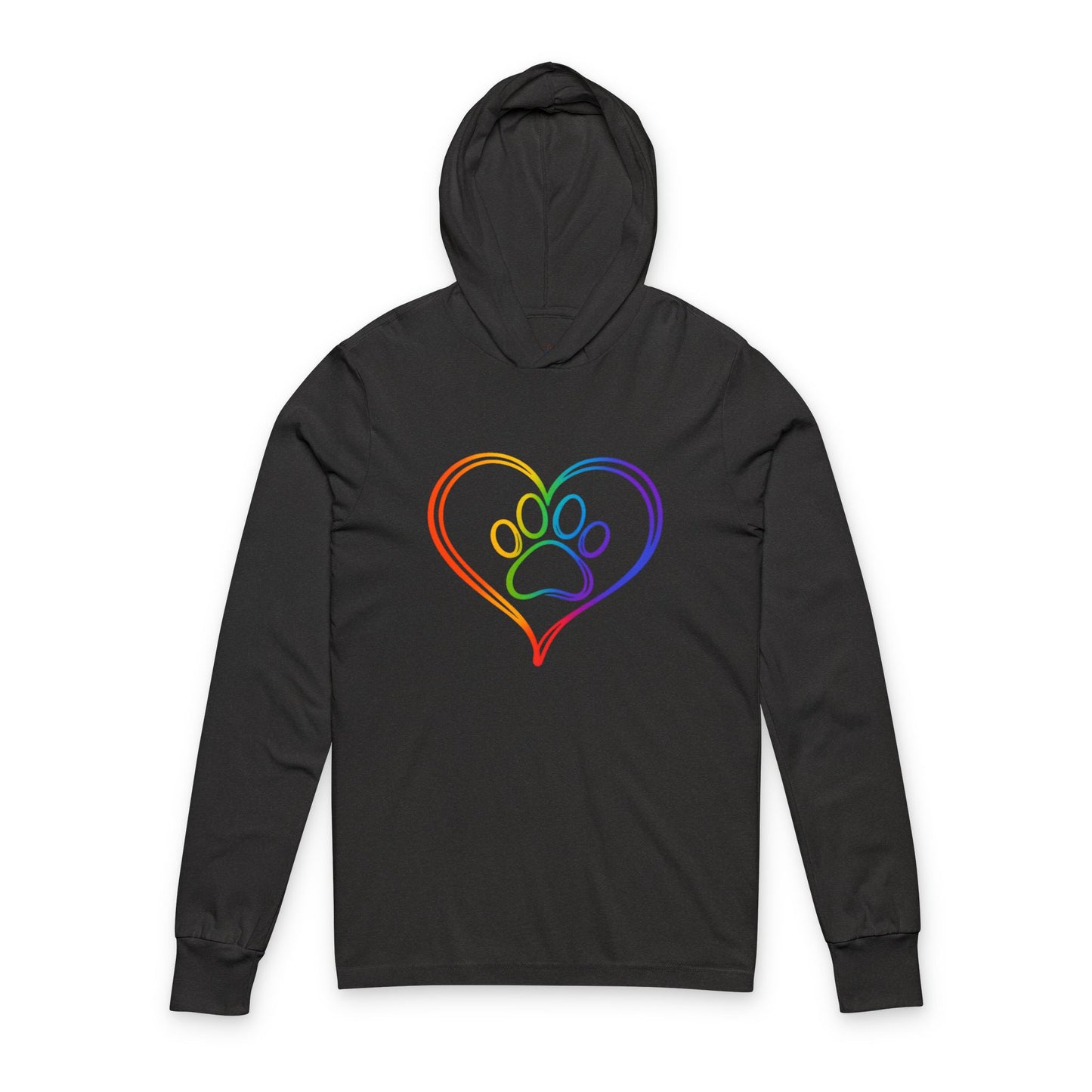 Continuous Line Art Heart/Paw Hooded Long Sleeve Tee