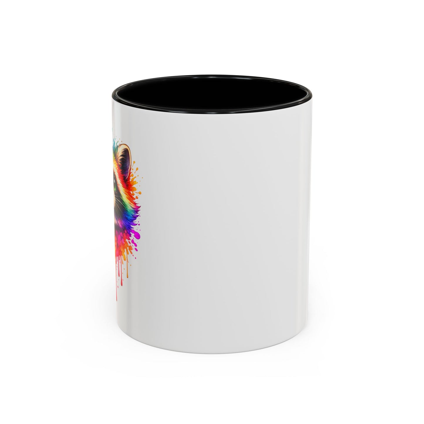 Cheerful Watercolor Raccoon Accent Coffee Mug