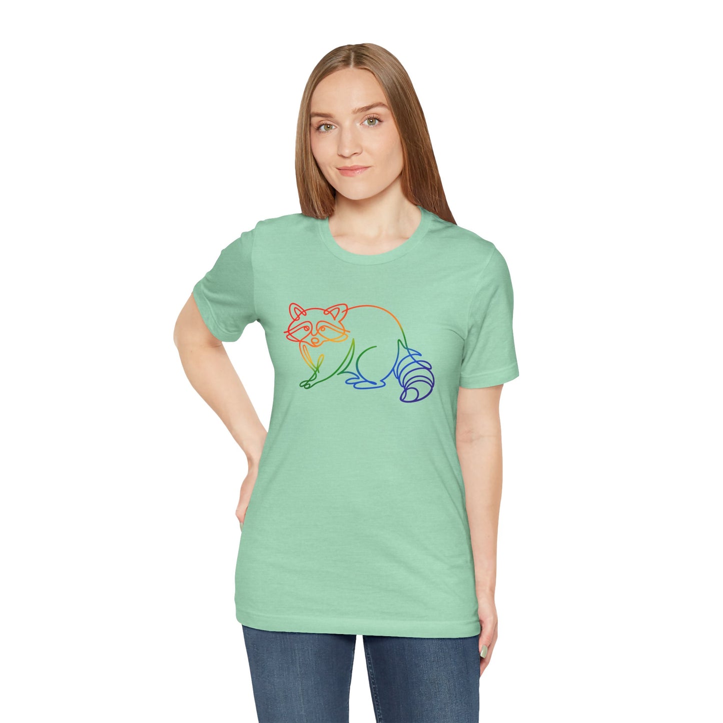 Raccoon Tee — Minimal Line Raccoon Scenic Graphic T-Shirt