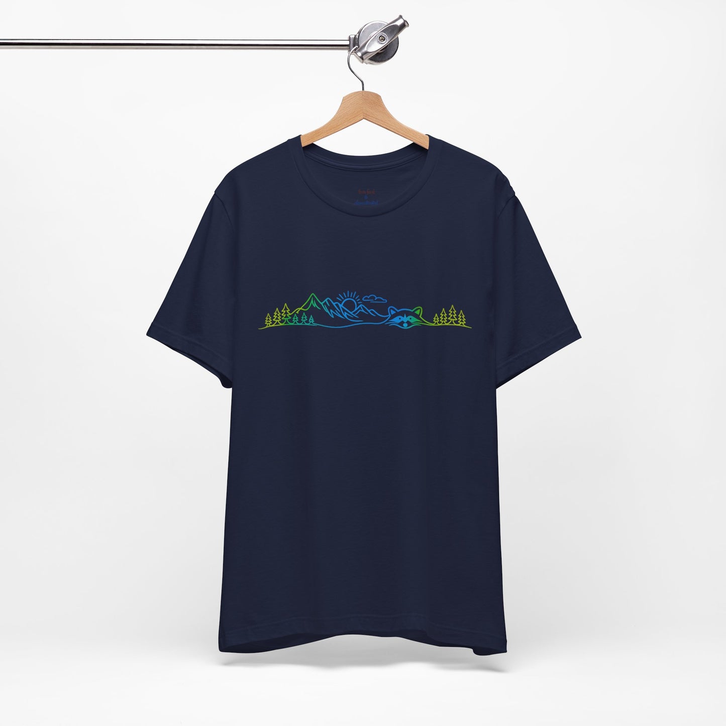 Raccoon Tee — Minimal Line Raccoon Scenic Graphic T-Shirt