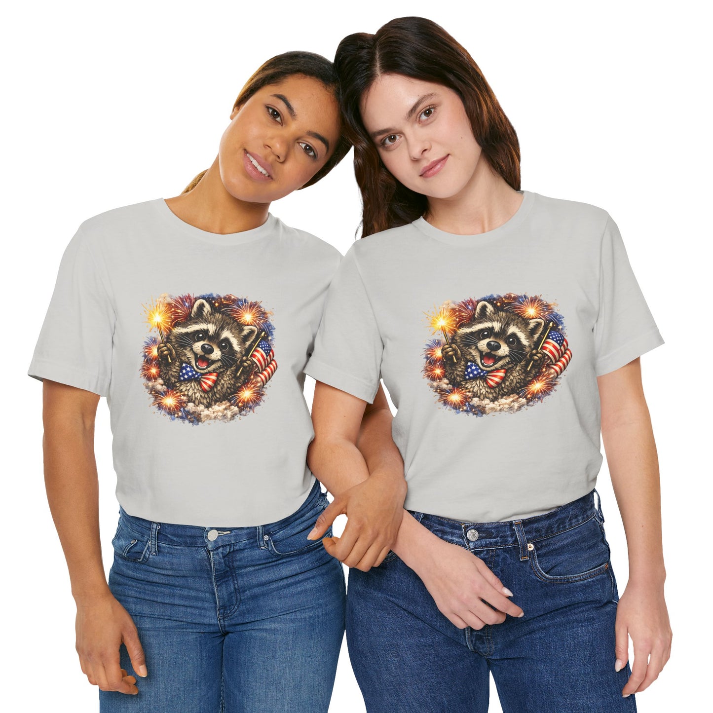 Patriot Raccoon 250th Anniversary T-Shirt — 4th of July Fireworks Flag Tee