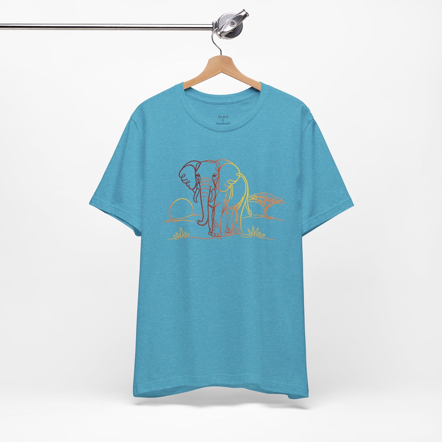 Elephant Sunset Tee — Minimal Line Art Safari T-Shirt