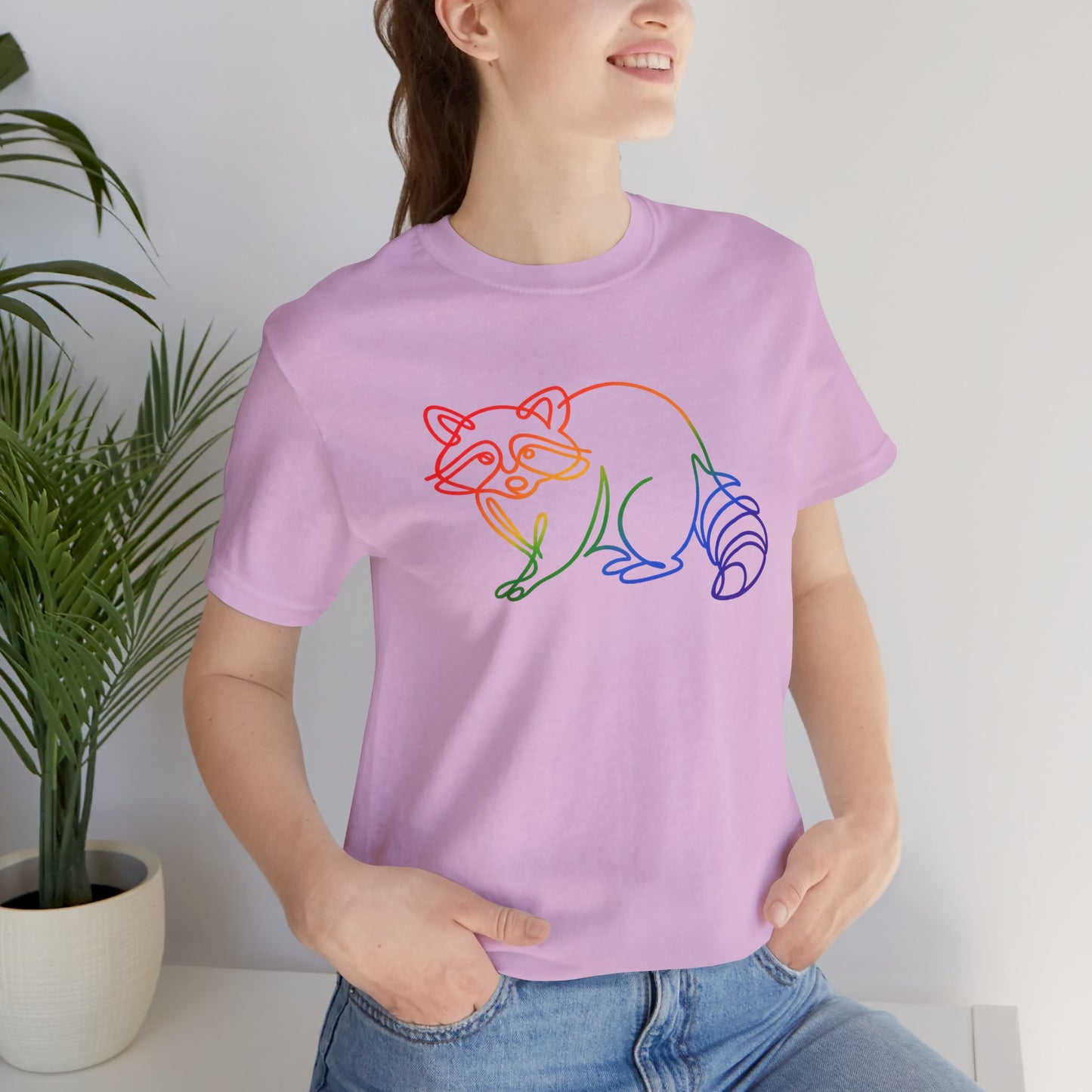 Raccoon Tee — Minimal Line Raccoon Scenic Graphic T-Shirt