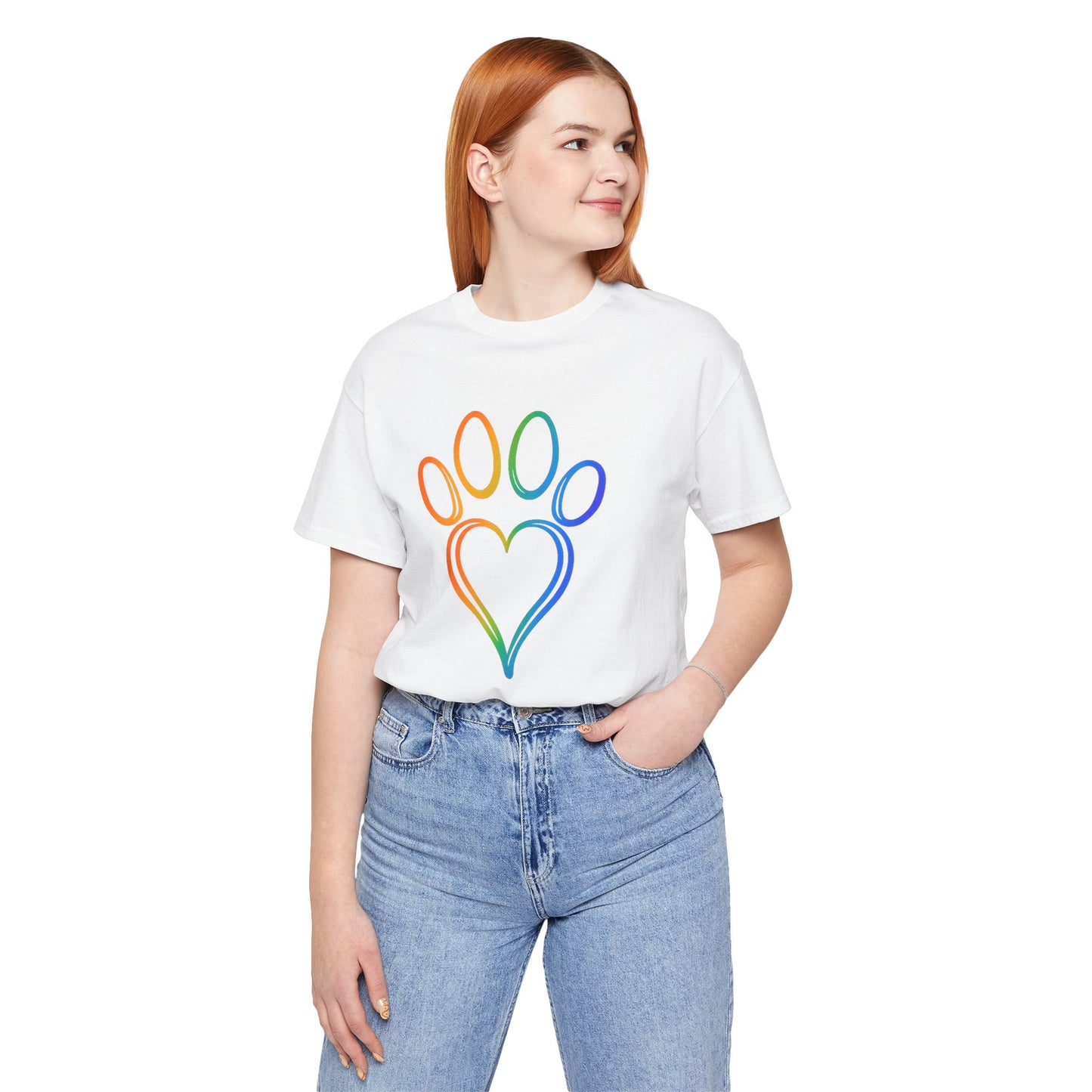 Heart/Paw Colorful Line-Work T-Shirt
