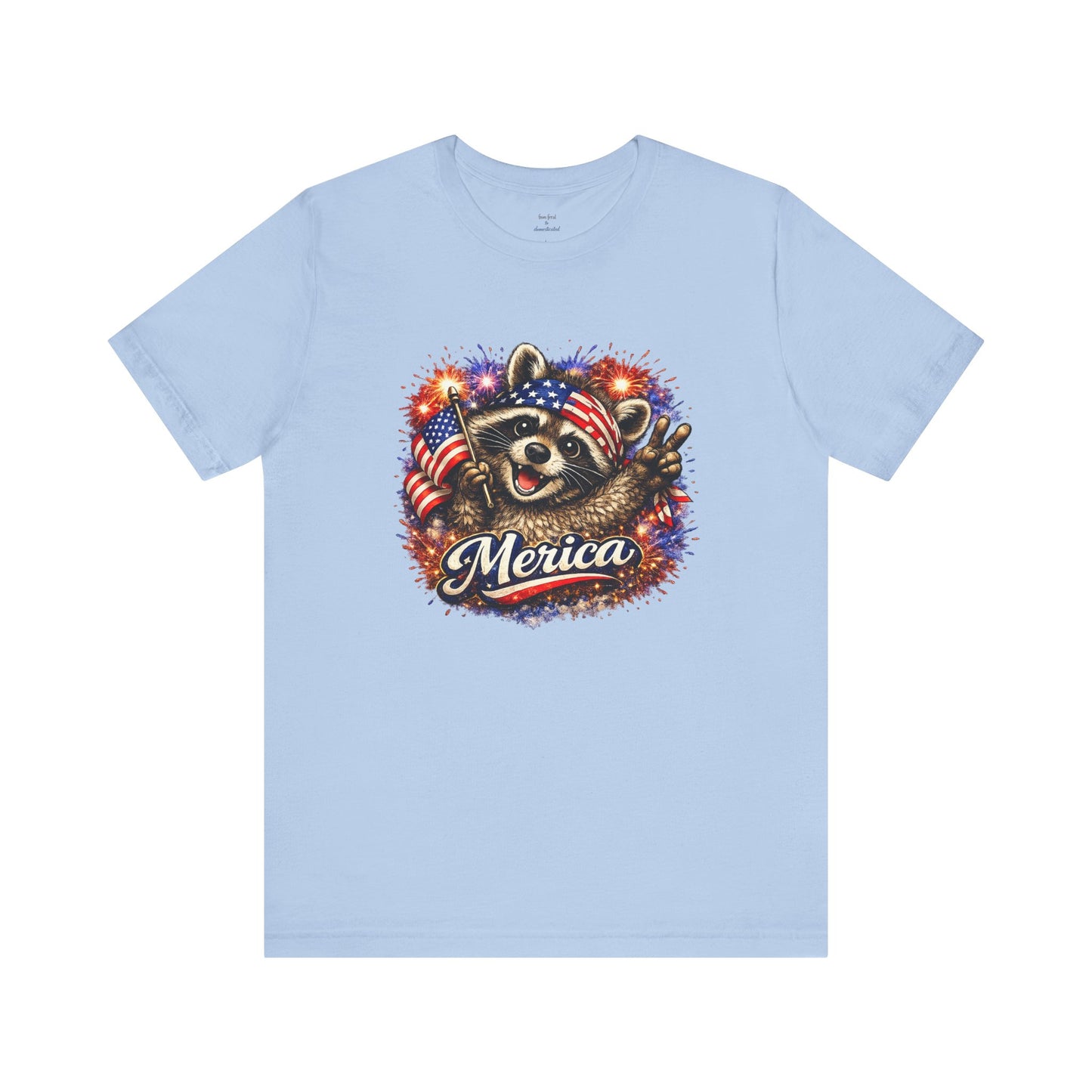 Patriot Raccoon 250th Anniversary T-Shirt — 4th of July Fireworks Flag Tee