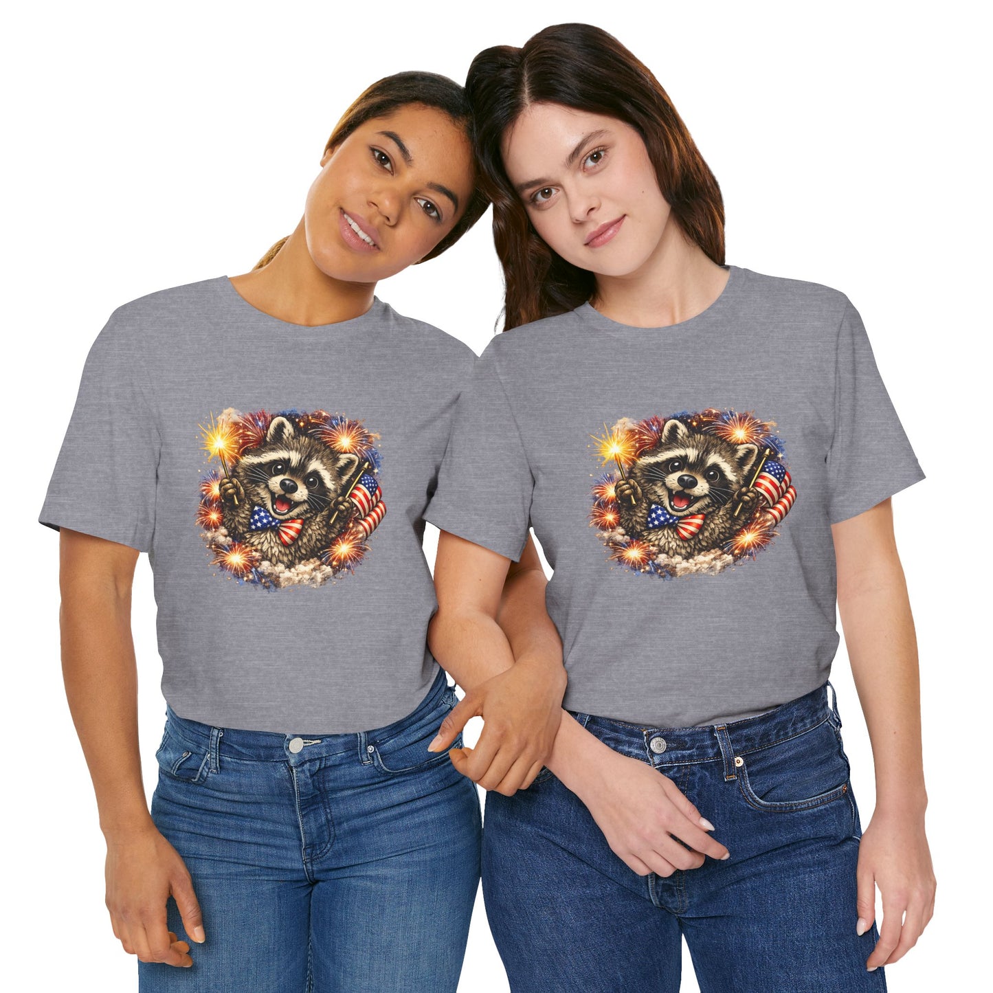 Patriot Raccoon 250th Anniversary T-Shirt — 4th of July Fireworks Flag Tee