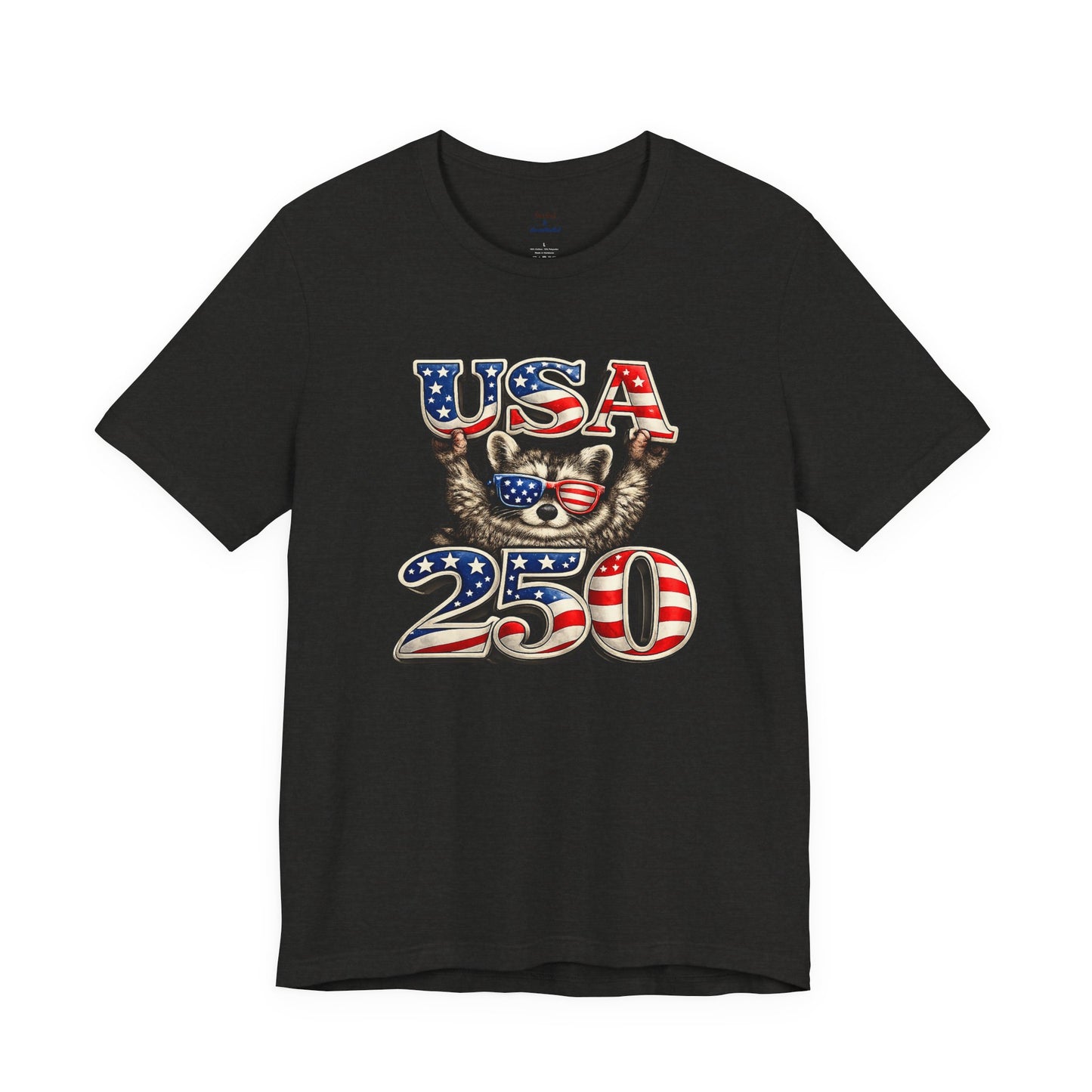 Patriot Raccoon 250th Anniversary T-Shirt — 4th of July Fireworks Flag Tee