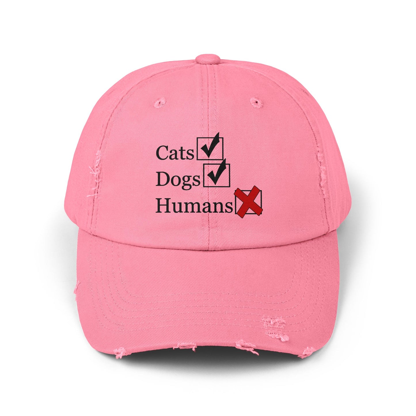 "No Humans" Distressed Cap —  Funny Truth Hat