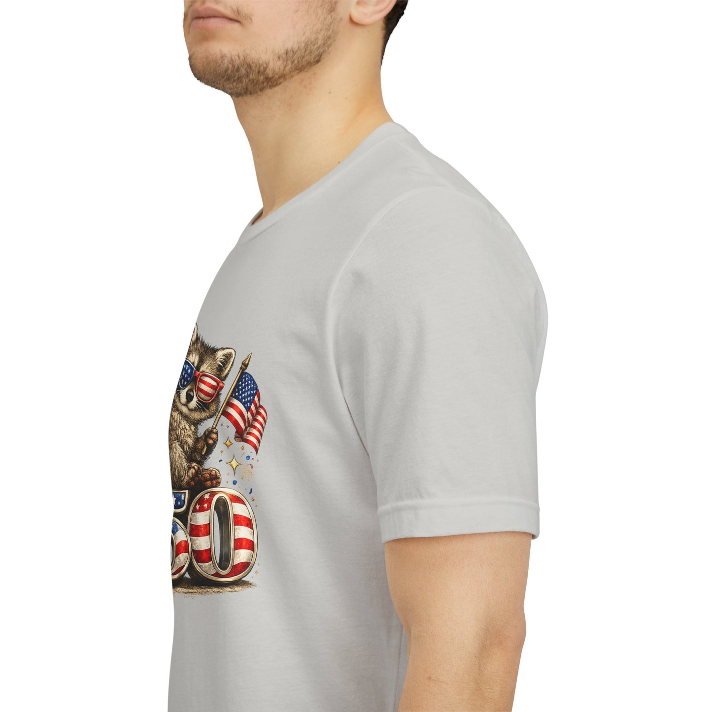 Patriot Raccoon 250th Anniversary T-Shirt — 4th of July Fireworks Flag Tee