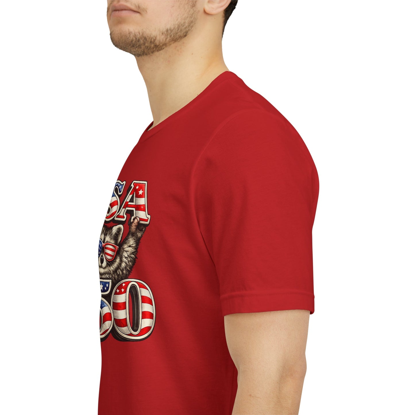 Patriot Raccoon 250th Anniversary T-Shirt — 4th of July Fireworks Flag Tee
