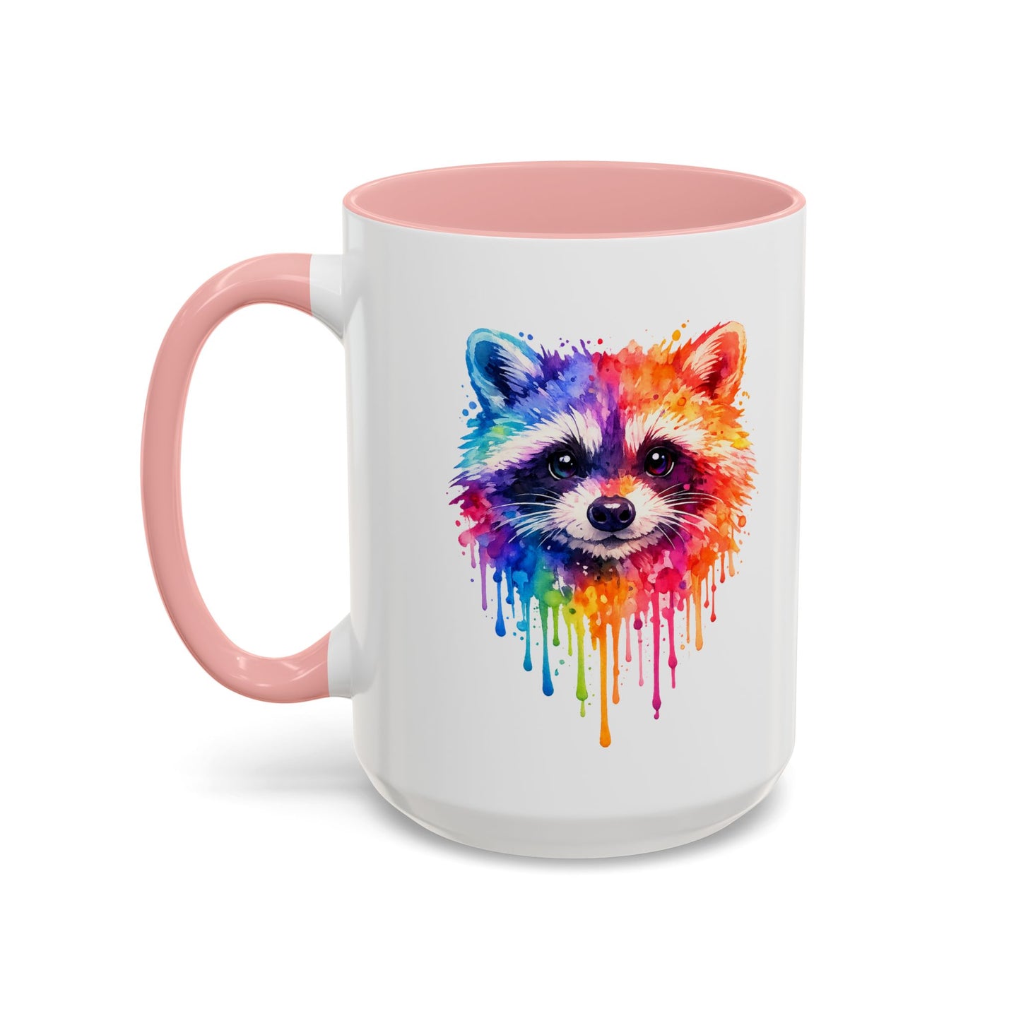 Cheerful Watercolor Raccoon Accent Coffee Mug