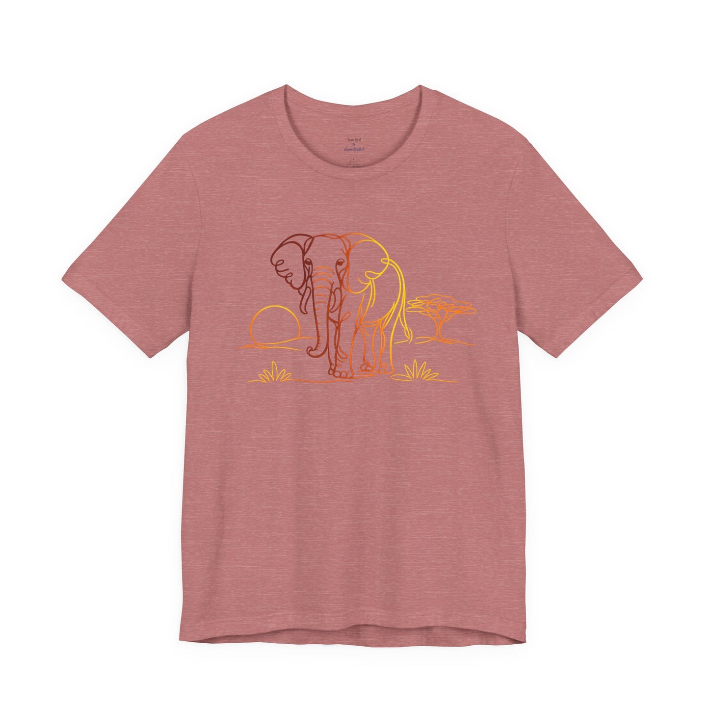 Elephant Sunset Tee — Minimal Line Art Safari T-Shirt