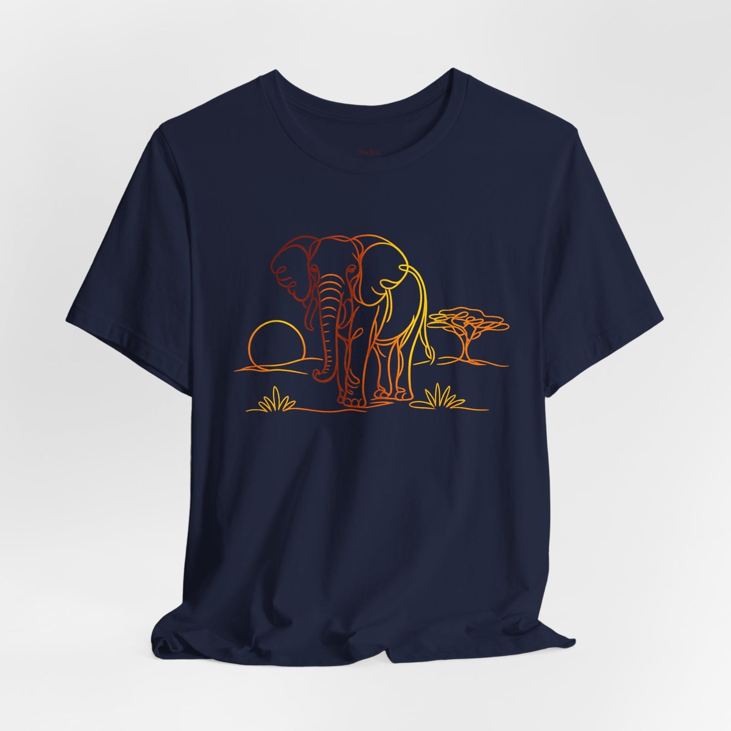 Elephant Sunset Tee — Minimal Line Art Safari T-Shirt