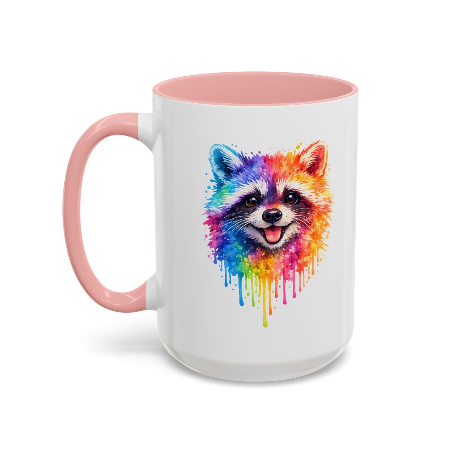 Cheerful Watercolor Raccoon Accent Coffee Mug