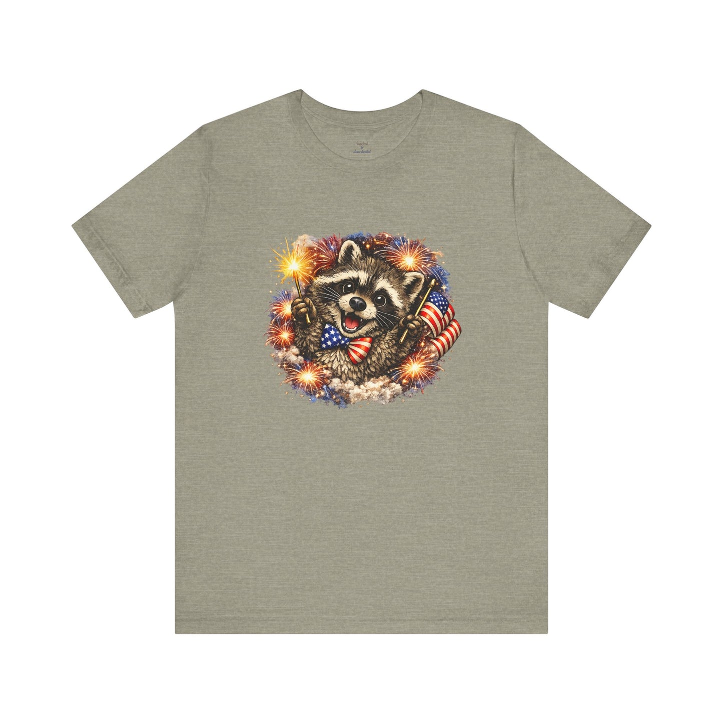 Patriot Raccoon 250th Anniversary T-Shirt — 4th of July Fireworks Flag Tee