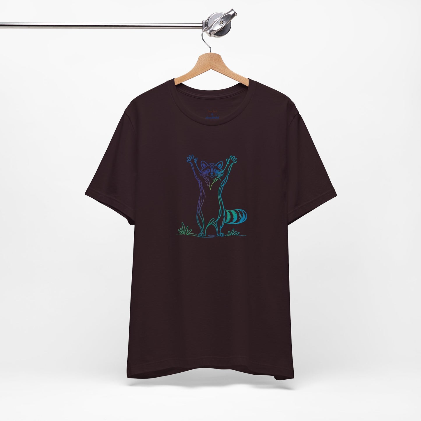 Raccoon Tee — Minimal Line Raccoon Scenic Graphic T-Shirt