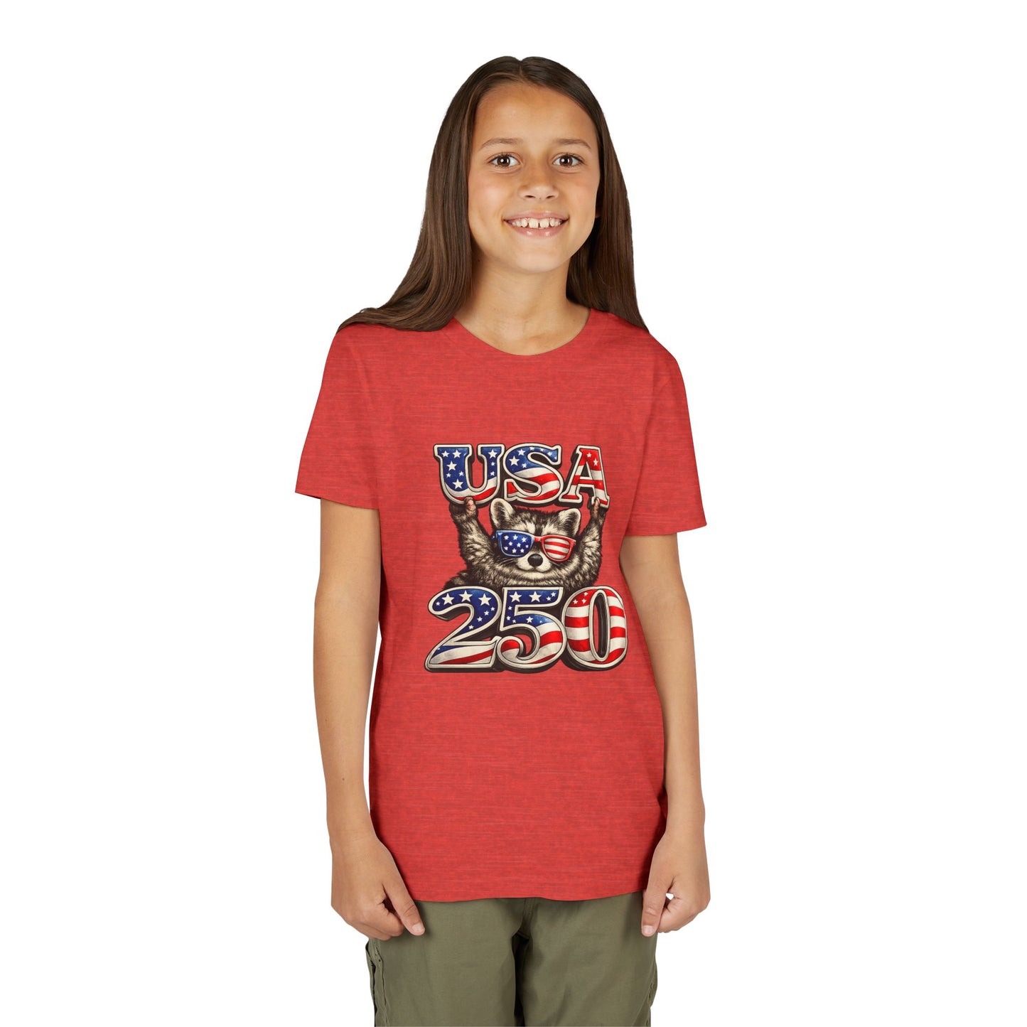Patriotic Raccoon Youth Tee — Raccoon with USA 250