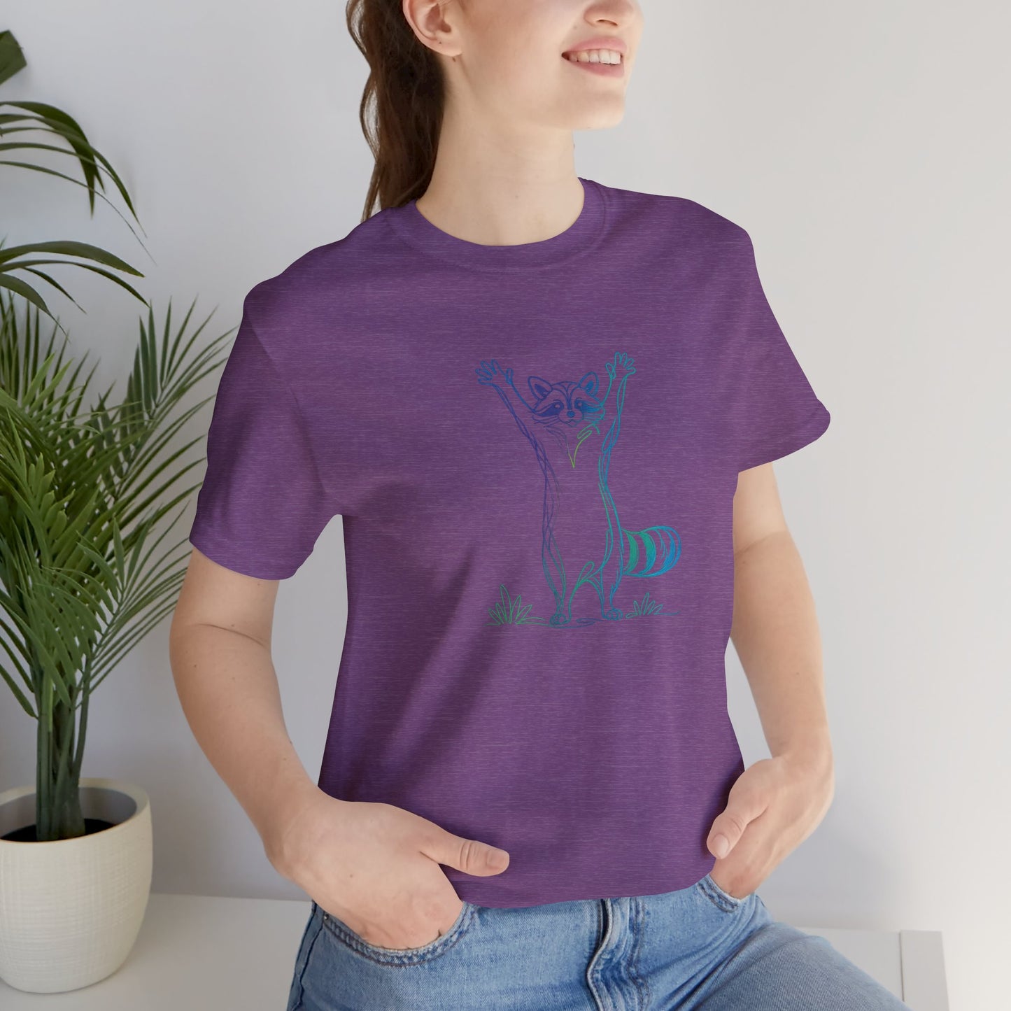 Raccoon Tee — Minimal Line Raccoon Scenic Graphic T-Shirt