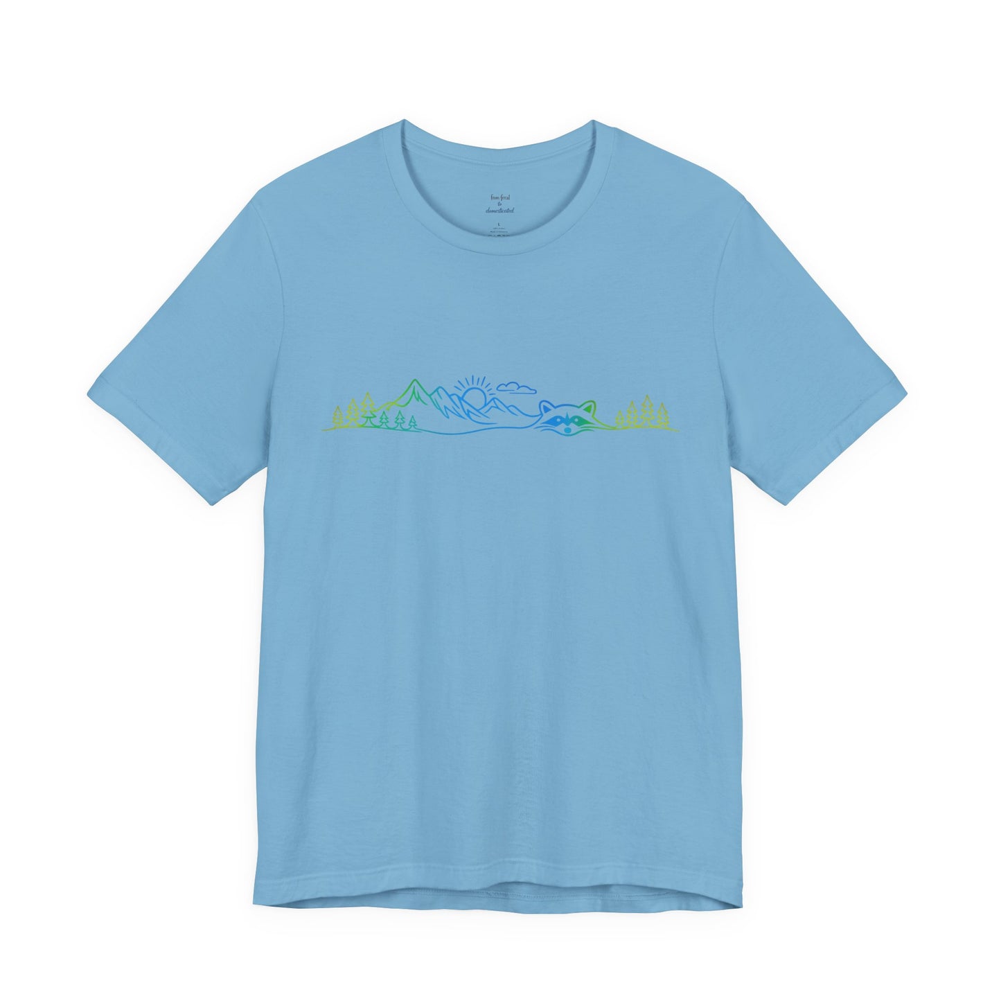 Raccoon Tee — Minimal Line Raccoon Scenic Graphic T-Shirt
