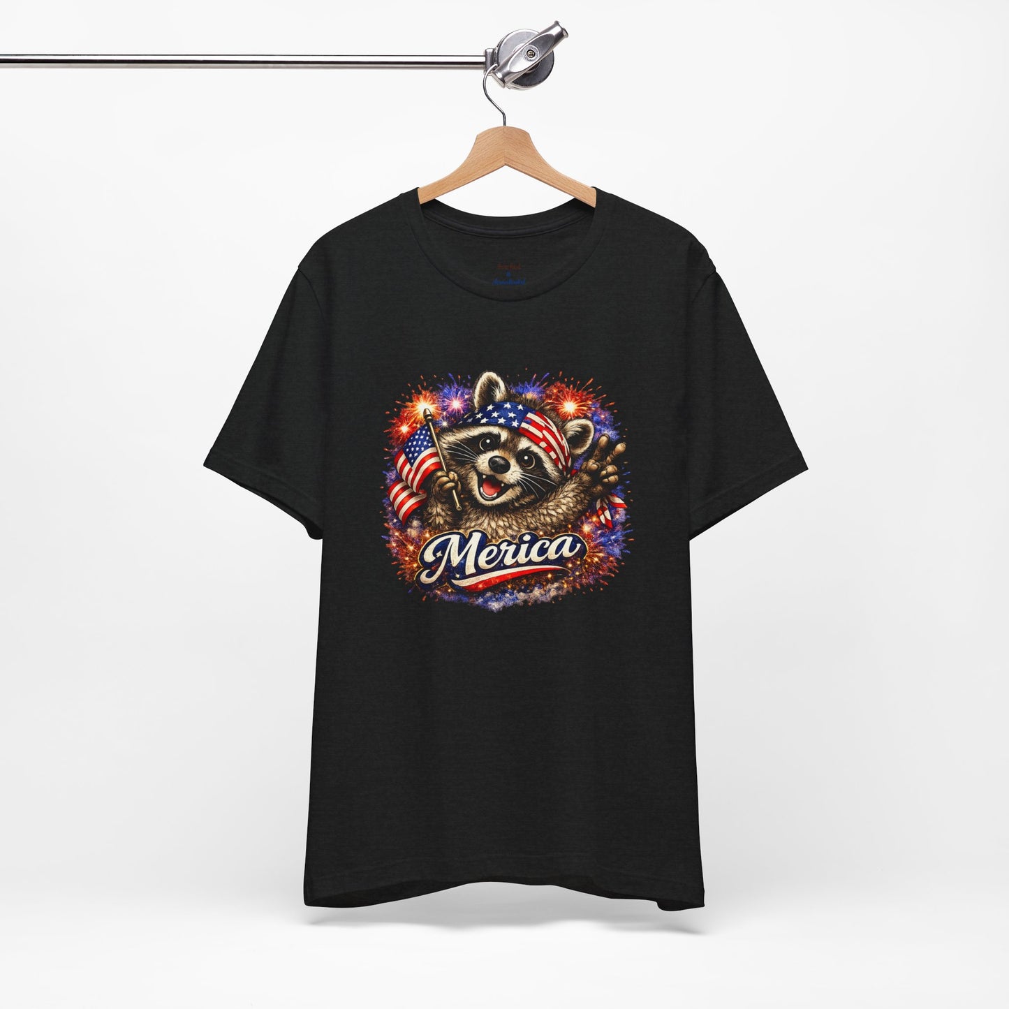 Patriot Raccoon 250th Anniversary T-Shirt — 4th of July Fireworks Flag Tee
